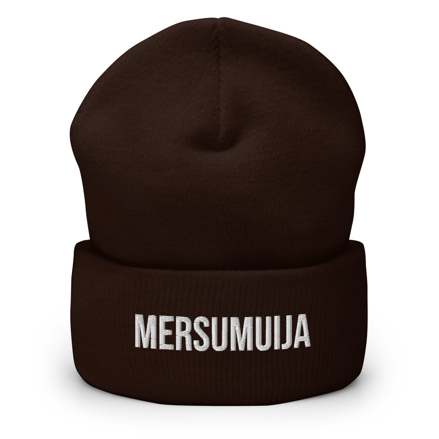 Tumma pipo MERSUMUJA-tekstillä, hauska pipo erilaisiin tilaisuuksiin