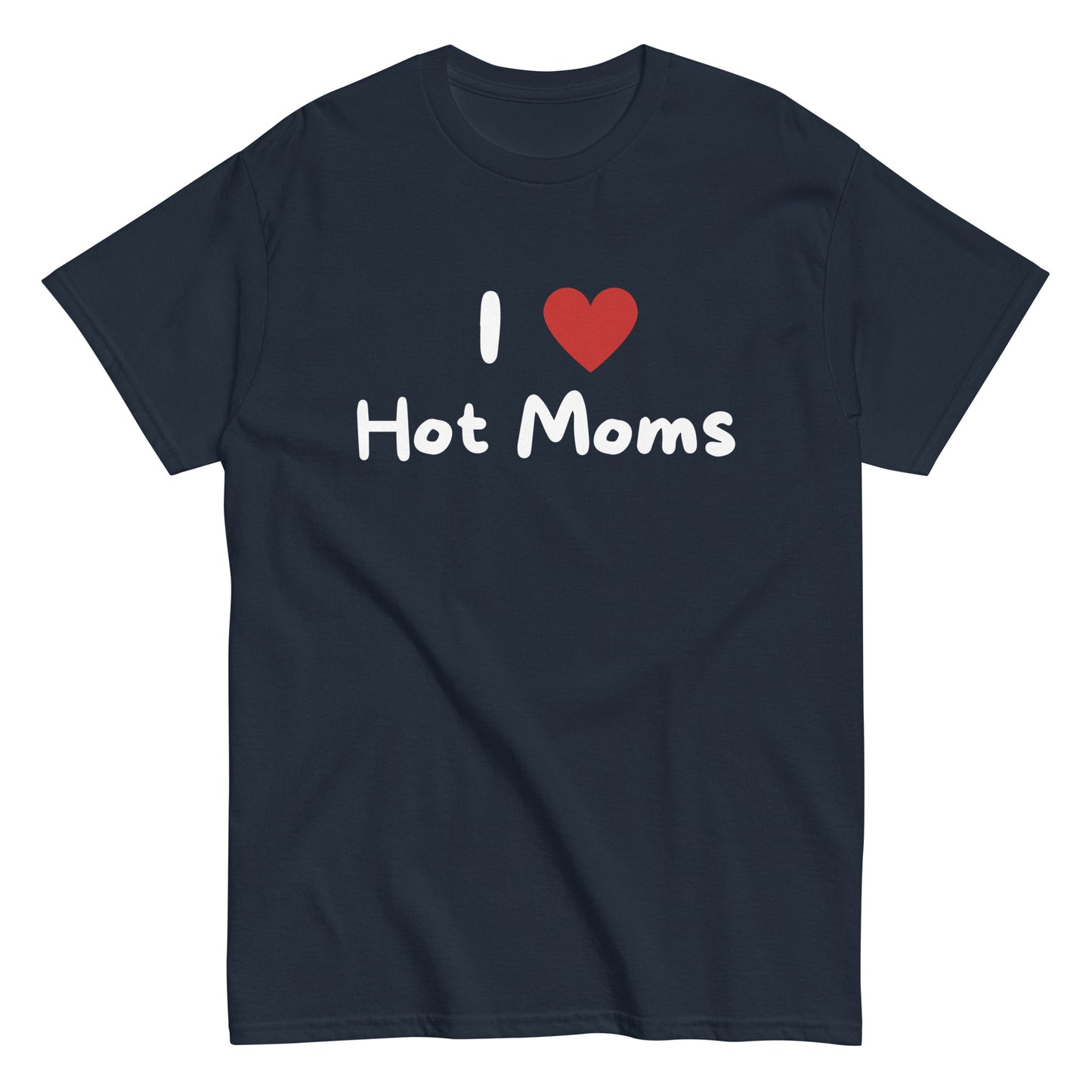 Meemirotta hauska t-paita lahjaksi, musta t-paita tekstillä 'I love Hot Moms'