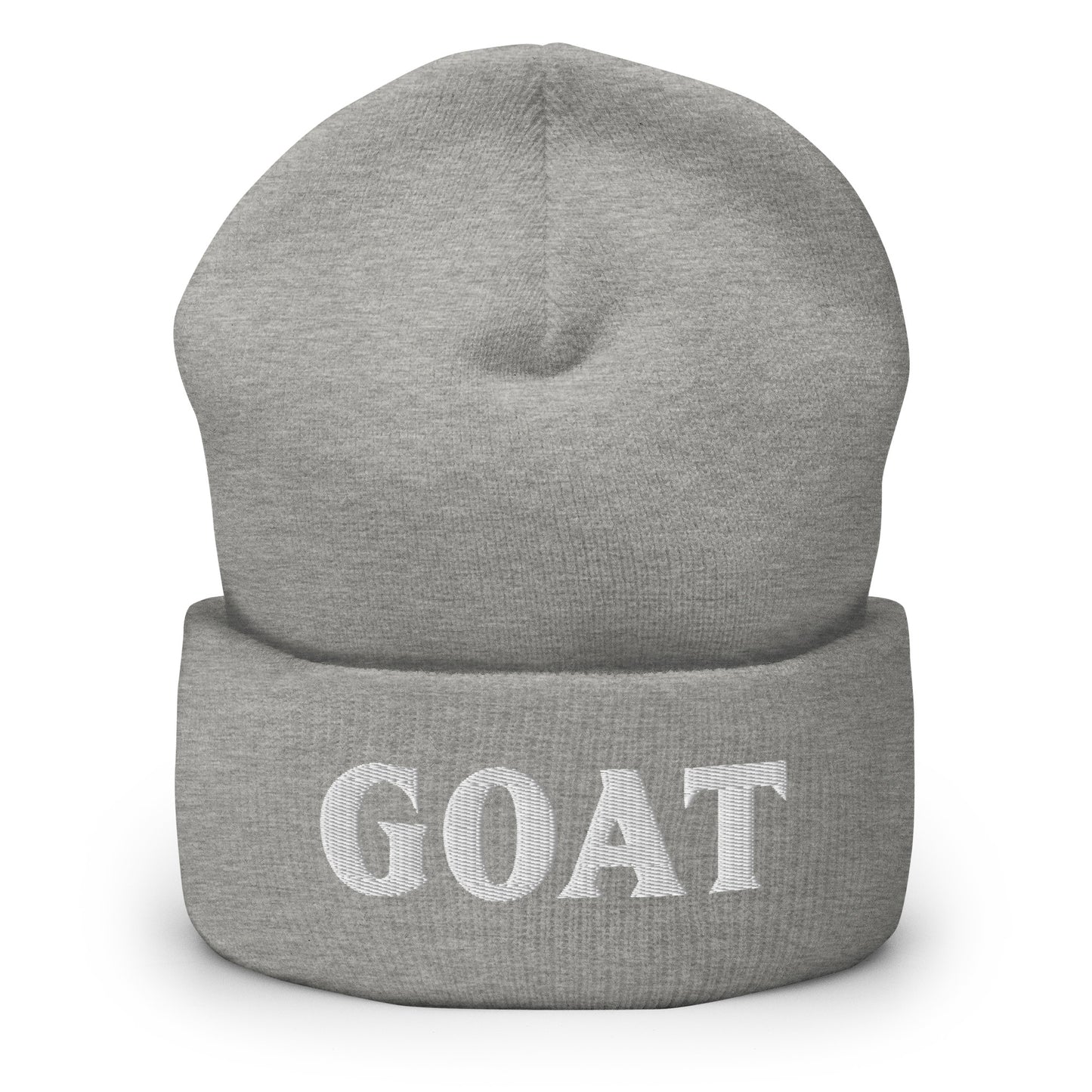 Harmaa pipo lahjaksi, jossa GOAT-teksti, tyylikäs ja mukava lahjaidea