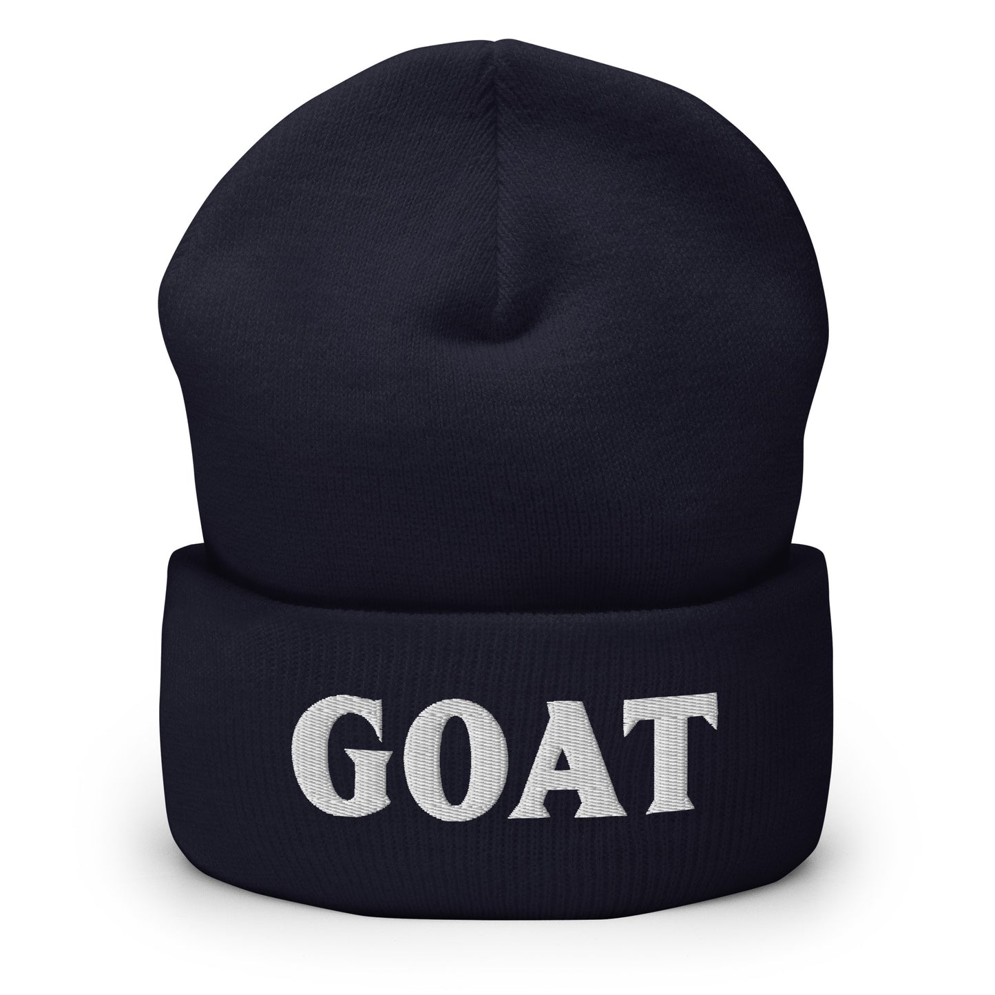 Tummansininen Meemirotta-pipo lahjaksi, jossa valkoinen GOAT-tuloste edessä