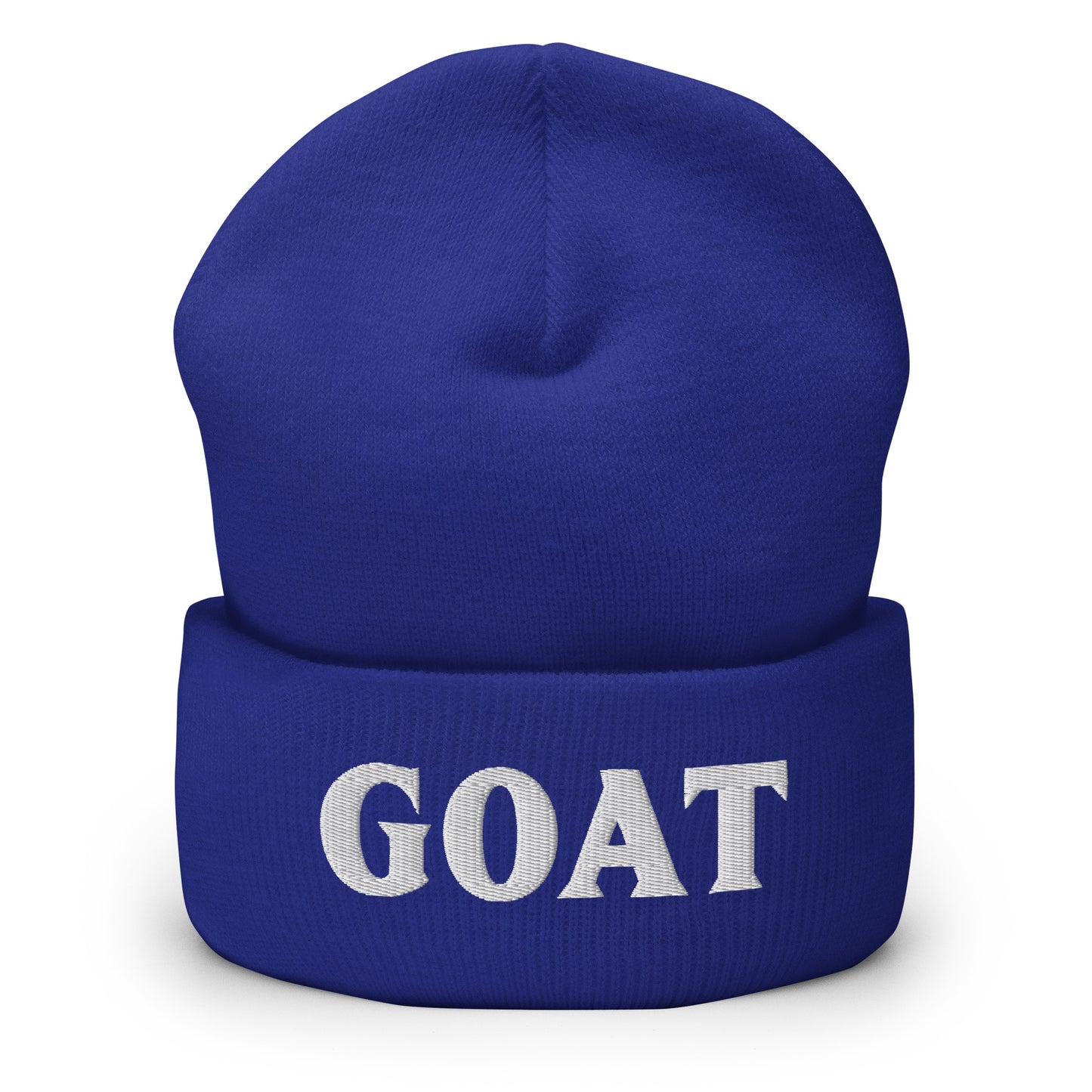 Sininen pipo lahjaksi, jossa valkoinen GOAT-teksti. Tyylikäs ja mukava asuste.