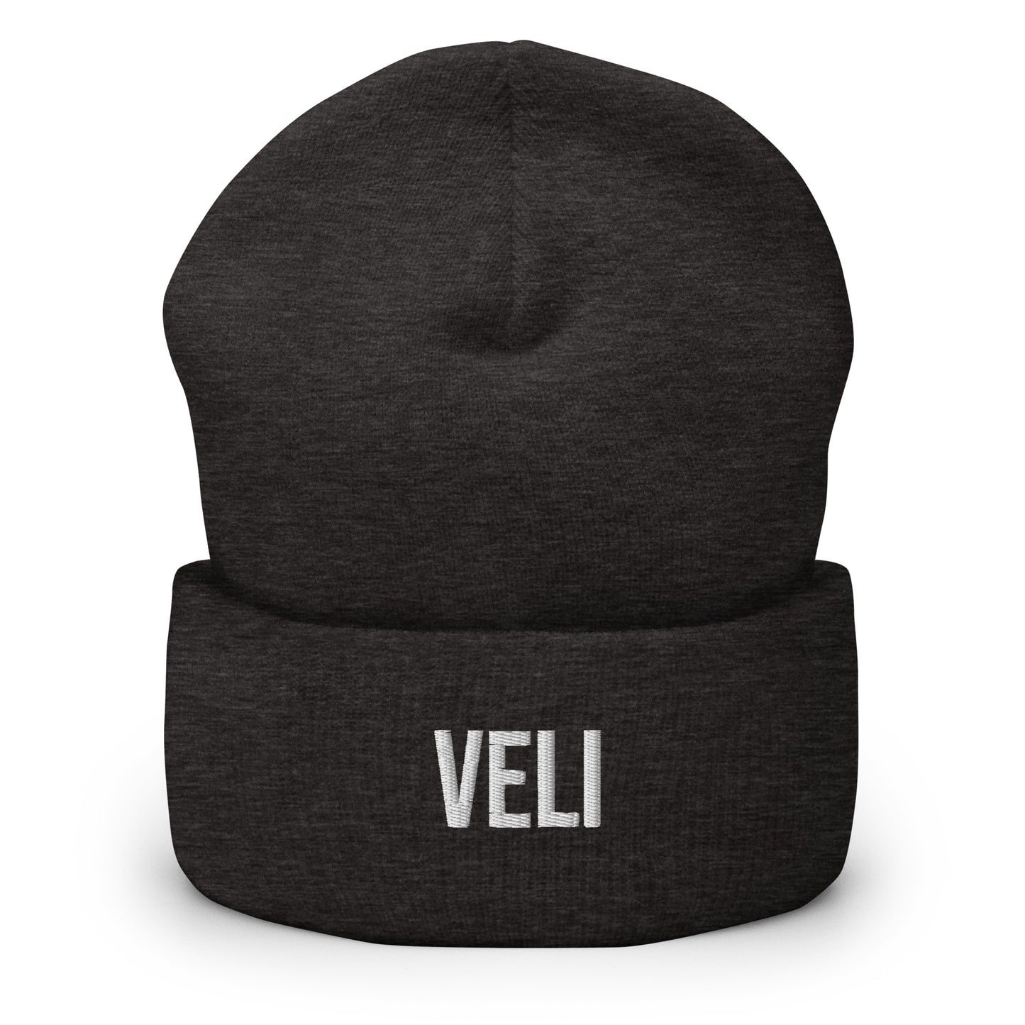 Tumma pipo lahjaksi, jossa valkoinen teksti VELI edessä