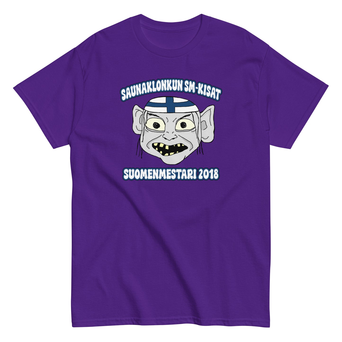 Meemirotta violetti T-paita Saunaklonkun SM-kisat Suomenmestari 2018, hyvä lahjaidea