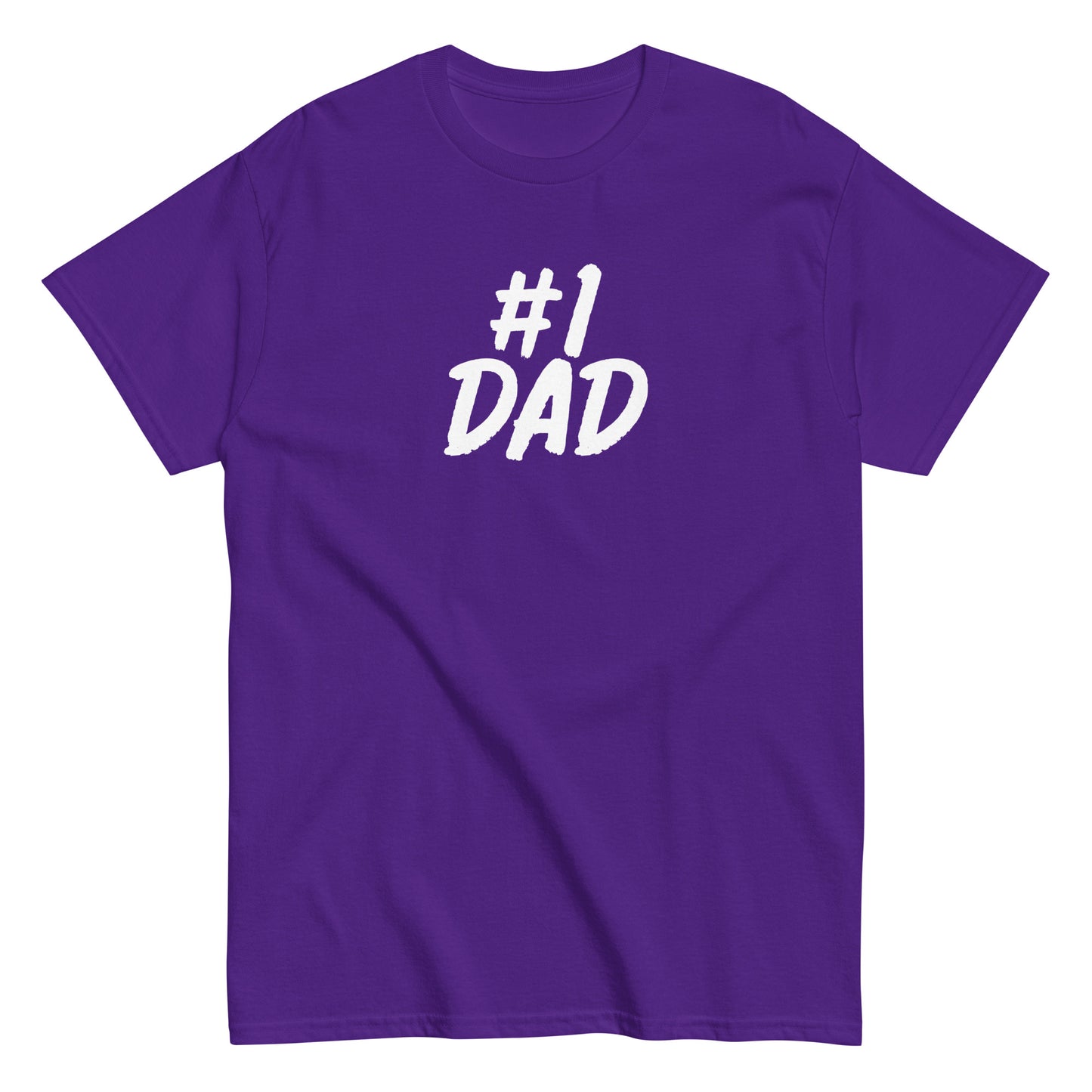 Violetin värinen T-paita vanhemmille, jossa on valkoinen #1 DAD -teksti edessä