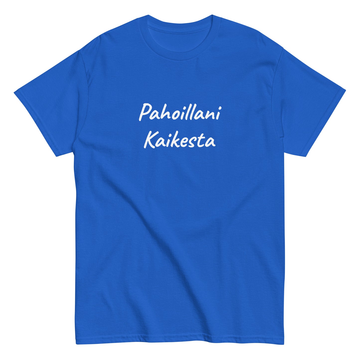 Meemirottan laivastonsininen T-paita, jossa valkoinen suomenkielinen teksti, jossa lukee "Pahoillani Kaikesta" eli "Anteeksi kaikesta", täydellinen hauskat vaatteet ystäville.