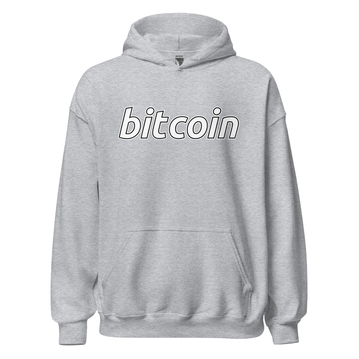 Harmaa Meemirotta bitcoin huppari suurella tekstillä edessä mukavuutta varten