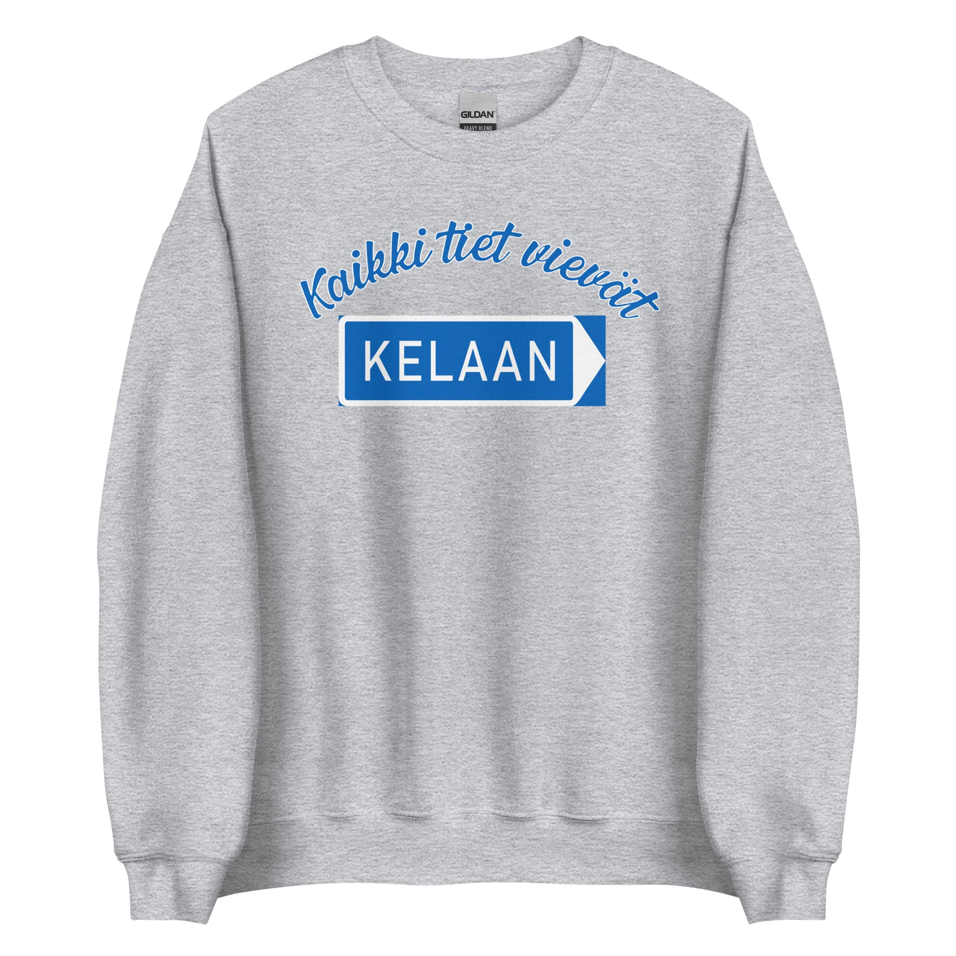 Meemirotta hauska kela college harmaalla, jossa teksti 'Kaikki tiet vievät KELAAN'