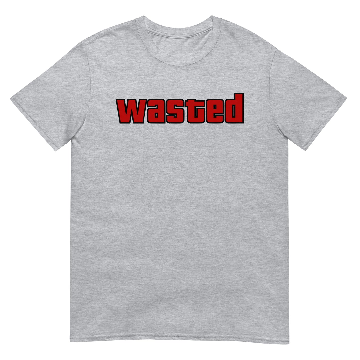 Esittelyssä Meemirottan Wasted T-Paita, must-have T-paita, jonka rinnassa on rohkeasti punaisella painettu sana "wasted", joka on ihanteellinen hauskat payat- ja meemivaatteiden ystäville.