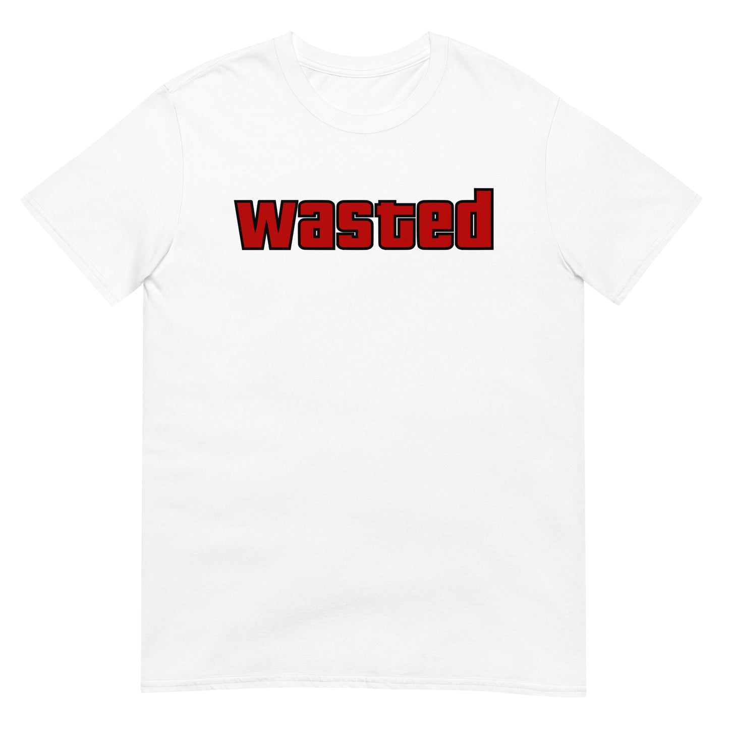 Esittelyssä Meemirottan Wasted T-Paita, must-have T-paita, jonka rinnassa on rohkeasti punaisella painettu sana "wasted", joka on ihanteellinen hauskat payat- ja meemivaatteiden ystäville.