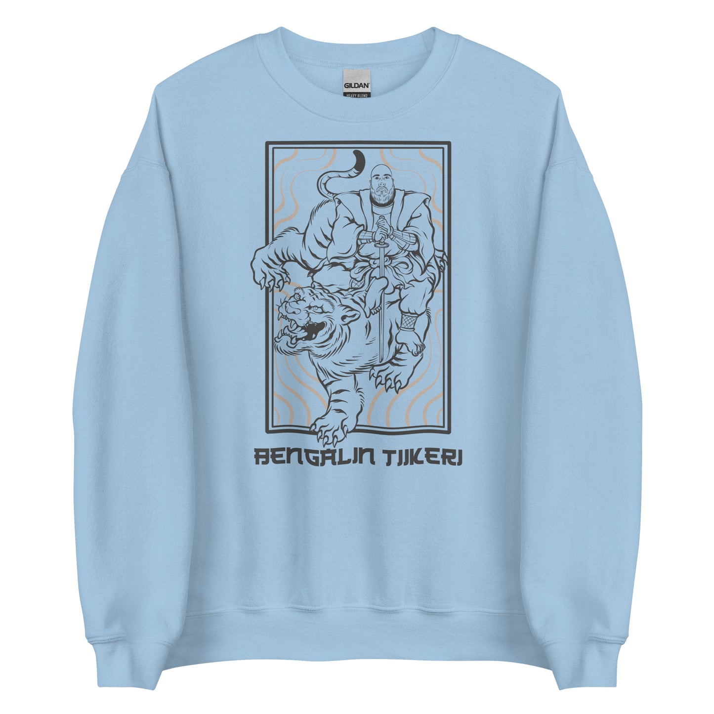Meemirottan harmaa collegepaita sisältää grafiikan soturista ratsastamassa tiikeriin tyyliteltyjä taustaviivoja vasten. Suunnittelussa on alla teksti "Bengalin Tiikeri", mikä tekee siitä täydellisen niille, jotka nauttivat hauskasta payatista, jossa on sekoitus huumoria ja seikkailua.