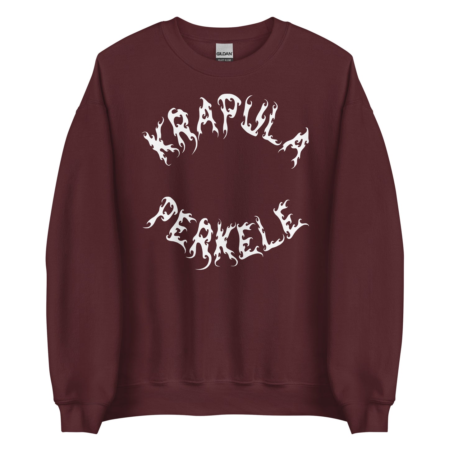 Laivastonsininen Meemirotta collegepaita, nimeltään "Krapula Perkele College", sisältää lauseen "KRAPULA PEKELE" tyylitellyllä, aaltoilevalla valkoisella fontilla rinnassa. Tämä hauska paita on täydellinen lahjaidea, joka yhdistää vaivattomasti huumoria ja tyyliä.