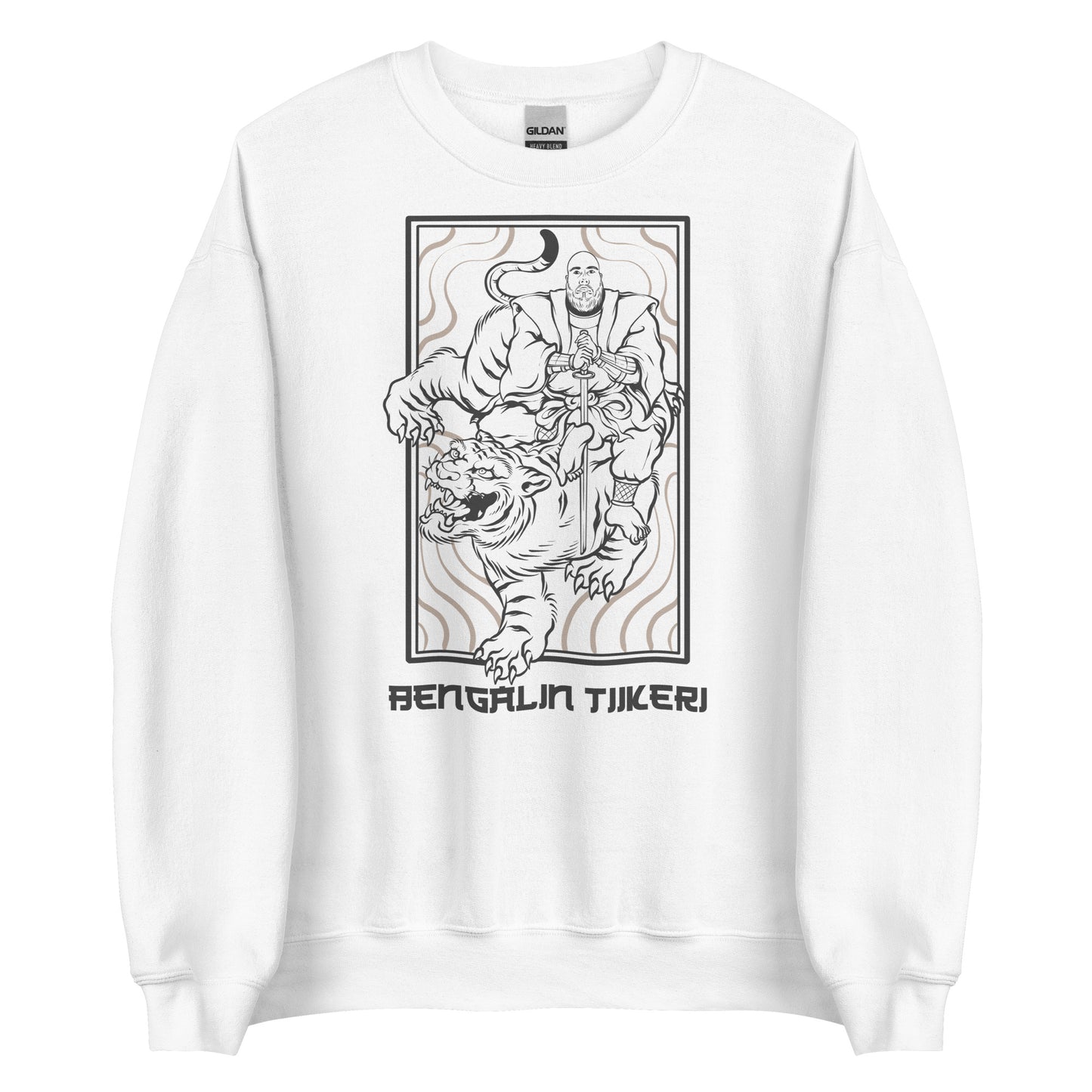 Meemirottan harmaa collegepaita sisältää grafiikan soturista ratsastamassa tiikeriin tyyliteltyjä taustaviivoja vasten. Suunnittelussa on alla teksti "Bengalin Tiikeri", mikä tekee siitä täydellisen niille, jotka nauttivat hauskasta payatista, jossa on sekoitus huumoria ja seikkailua.