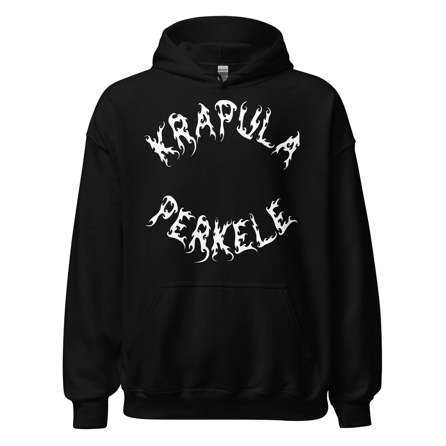 Esittelyssä Meemirottan Krapula Perkele Huppari, punaruskea-huppari, jonka edessä on lihavoitu, liekkimäinen valkoinen kirjain "Krapula Perkele". Tämä hauska paita sopii täydellisesti hauskaksi lahjaideaksi, jossa on etutasku ja kiristysnyörillinen huppu. Se on ihanteellinen valinta meemivaatteiden ystäville ja niille, jotka nauttivat omituisten muotilauseiden tekemisestä.
