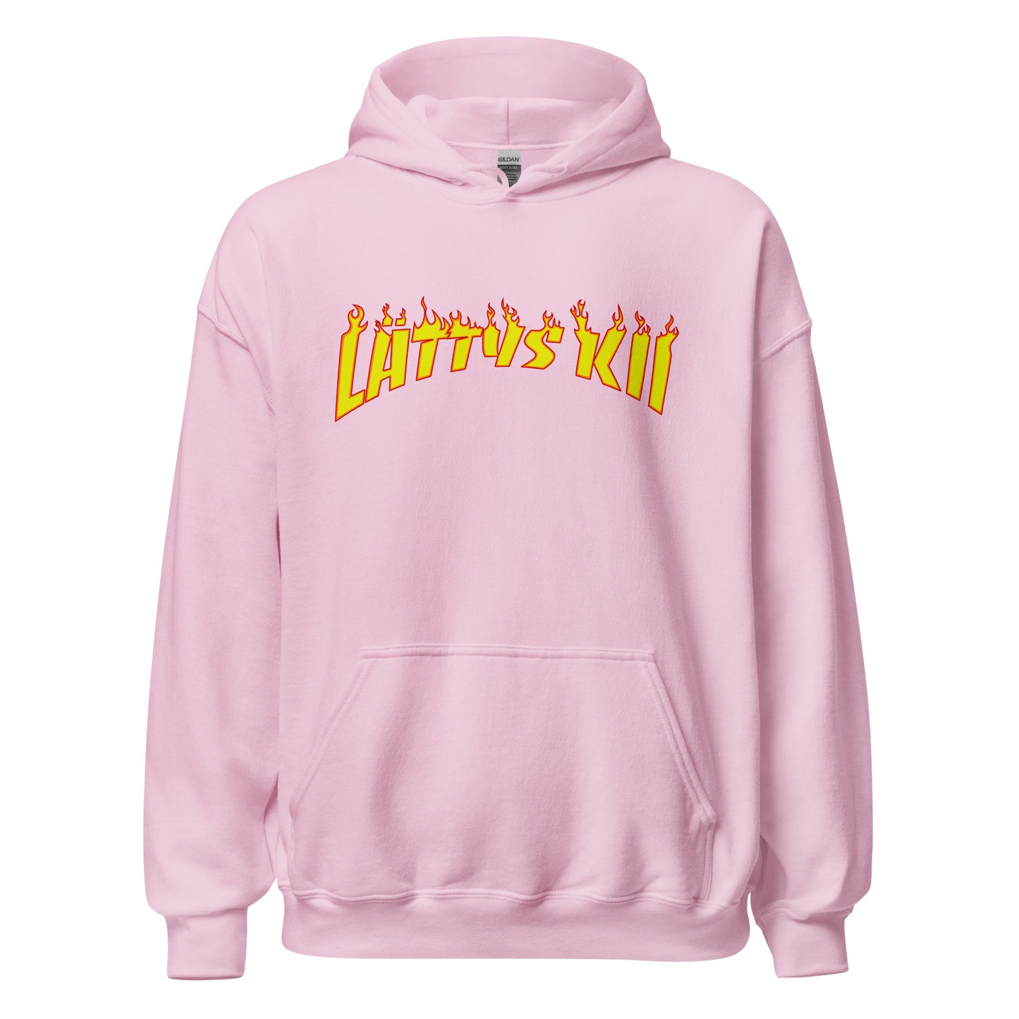 Hauskoja vaatteita huokuu Meemirottan "Lättys Kii Huppari", jossa on keltaisiin liekkeihin tyylitelty lause "CATTUS KID". Viihtyisän etutaskun ja leikkisän muotoilunsa ansiosta se on täydellinen lahjaidea niille, jotka rakastavat ainutlaatuista muotia.
