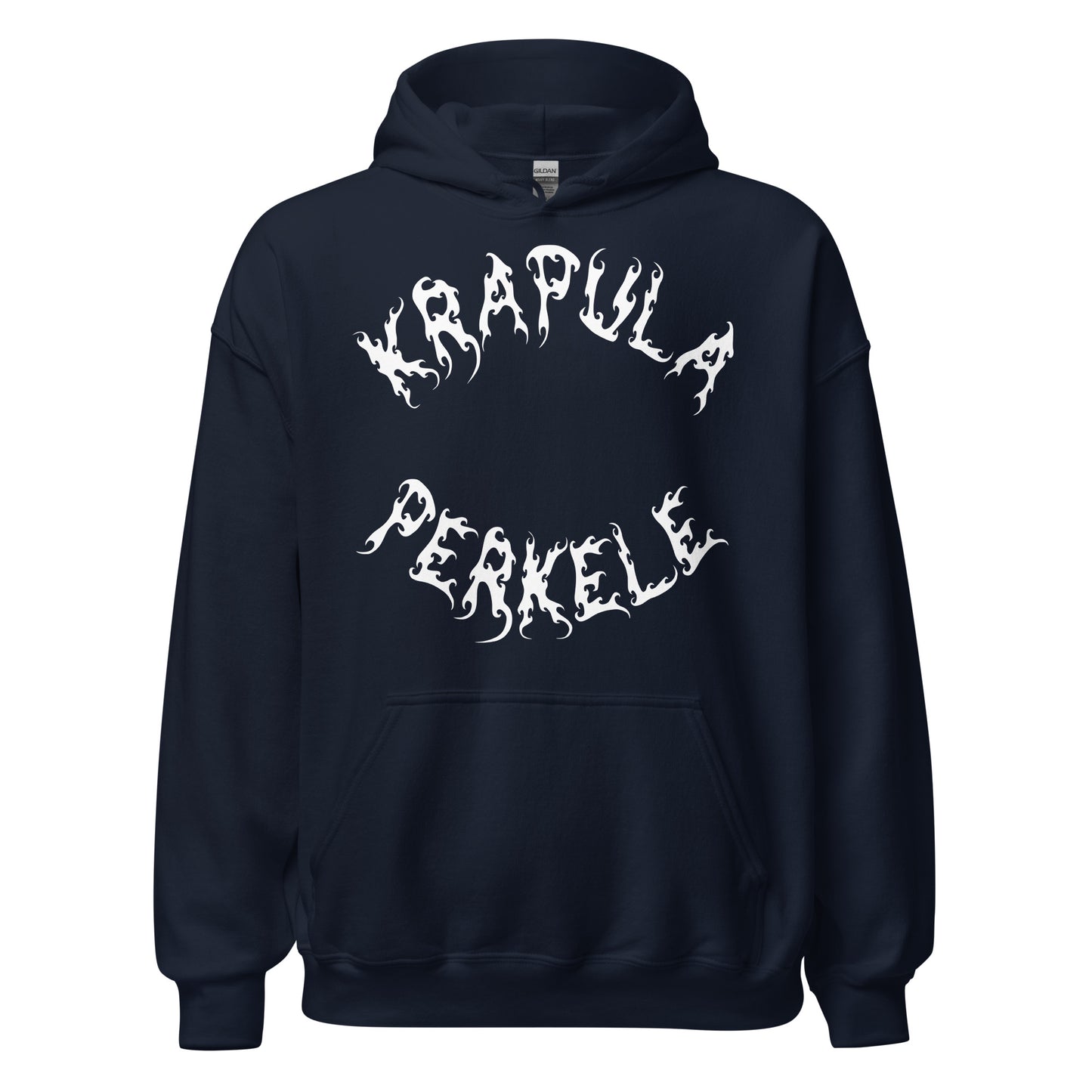 Esittelyssä Meemirottan Krapula Perkele Huppari, punaruskea-huppari, jonka edessä on lihavoitu, liekkimäinen valkoinen kirjain "Krapula Perkele". Tämä hauska paita sopii täydellisesti hauskaksi lahjaideaksi, jossa on etutasku ja kiristysnyörillinen huppu. Se on ihanteellinen valinta meemivaatteiden ystäville ja niille, jotka nauttivat omituisten muotilauseiden tekemisestä.
