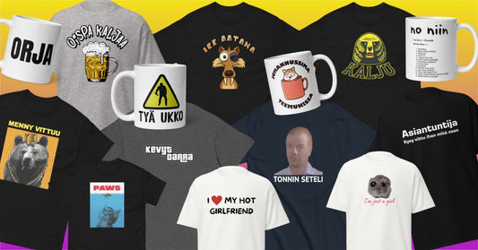 hauskat paidat - hauskat lahjaideat - lahjaidea - huppari - tpaita - kahvikuppi