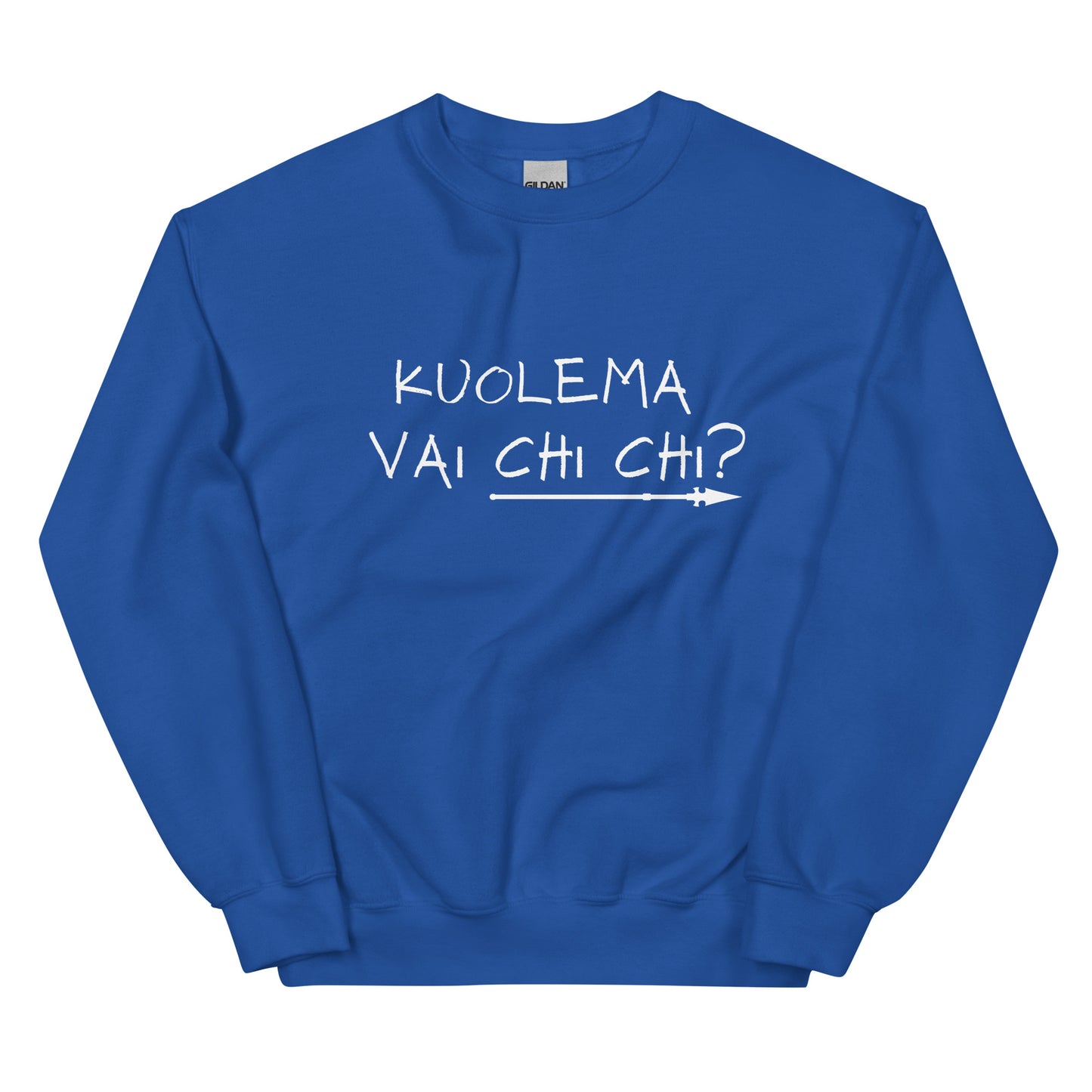 Hauska collegepaita Meemirotta tummansinisellä värillä ja hauskalla tekstillä edessä