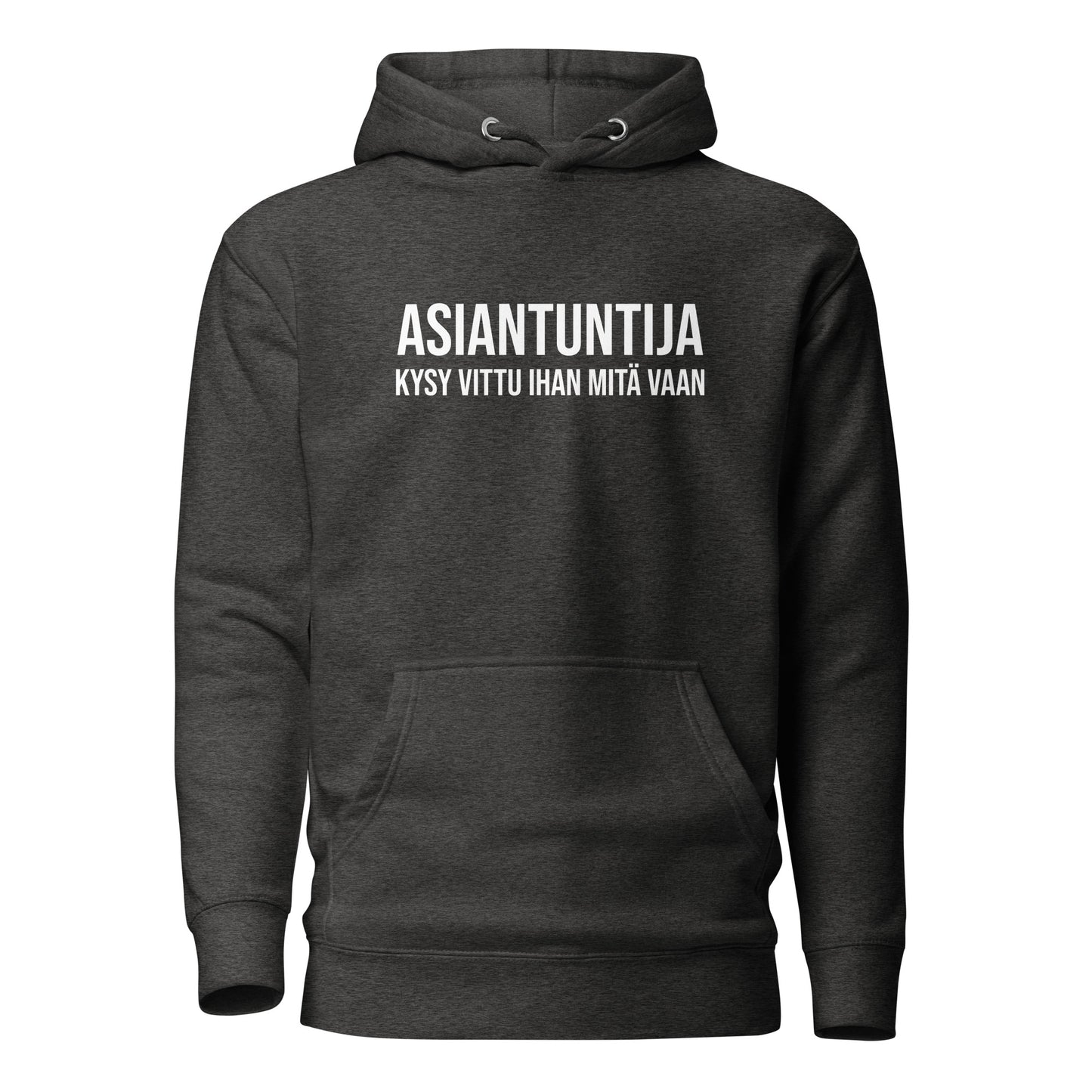 Meemirotta hauska huppari aikuisille tummanharmaana asiantuntijateemalla