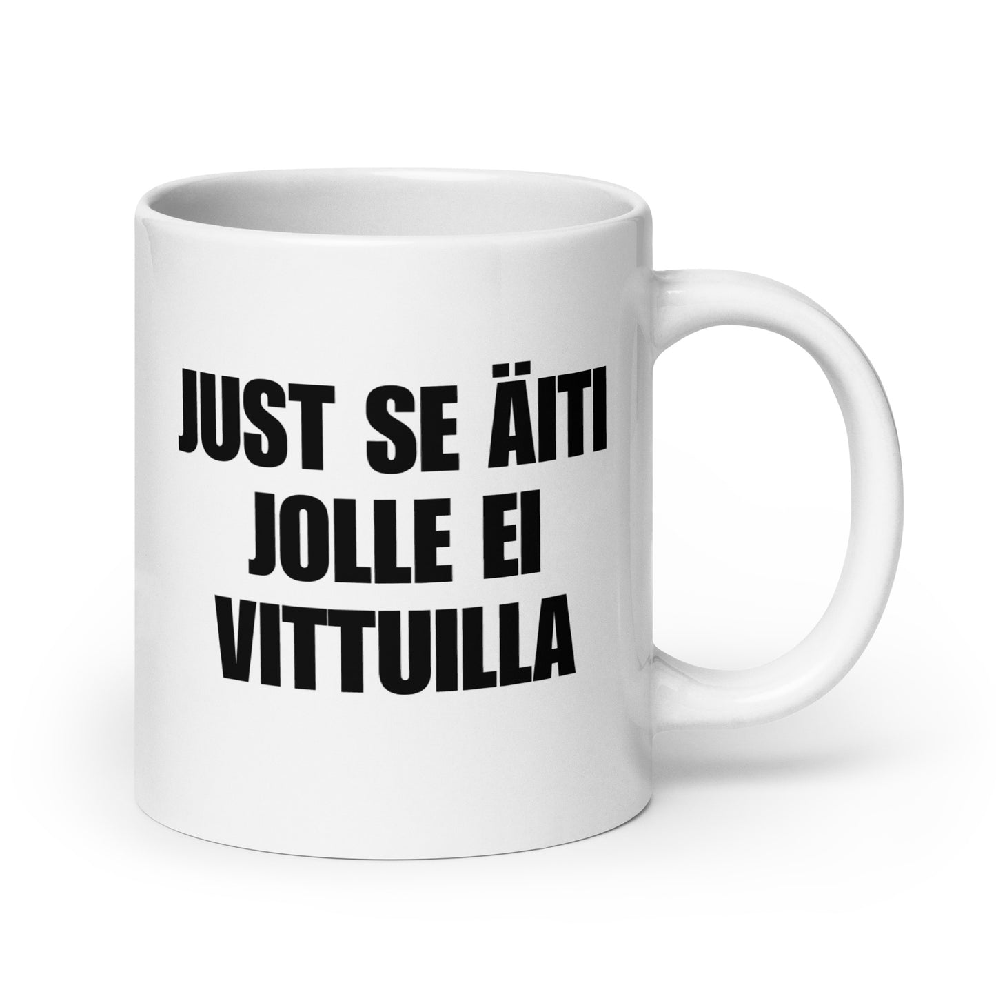 Hauska kahvikuppi työpaikalle, jossa teksti Just se äiti jolle ei vittuille.