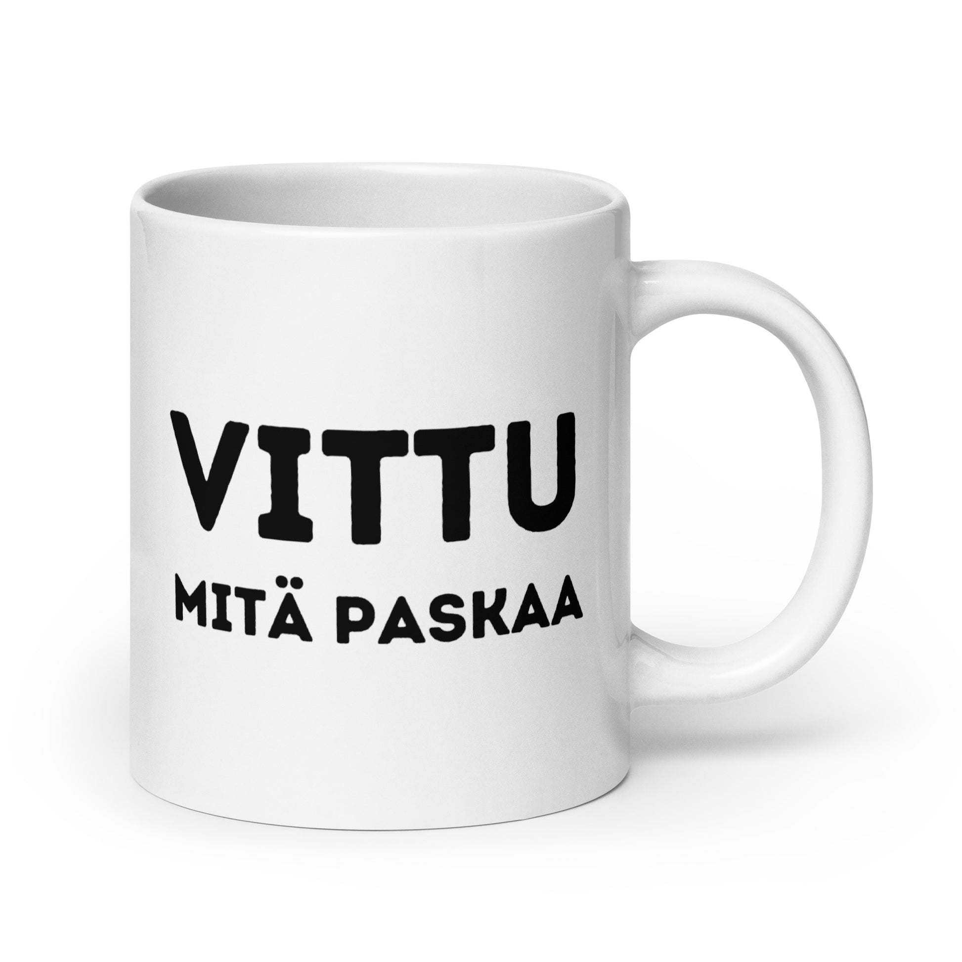 Hauska muki lahjaksi tekstillä VITTU MITÄ PASKAA Meemirotta merkiltä