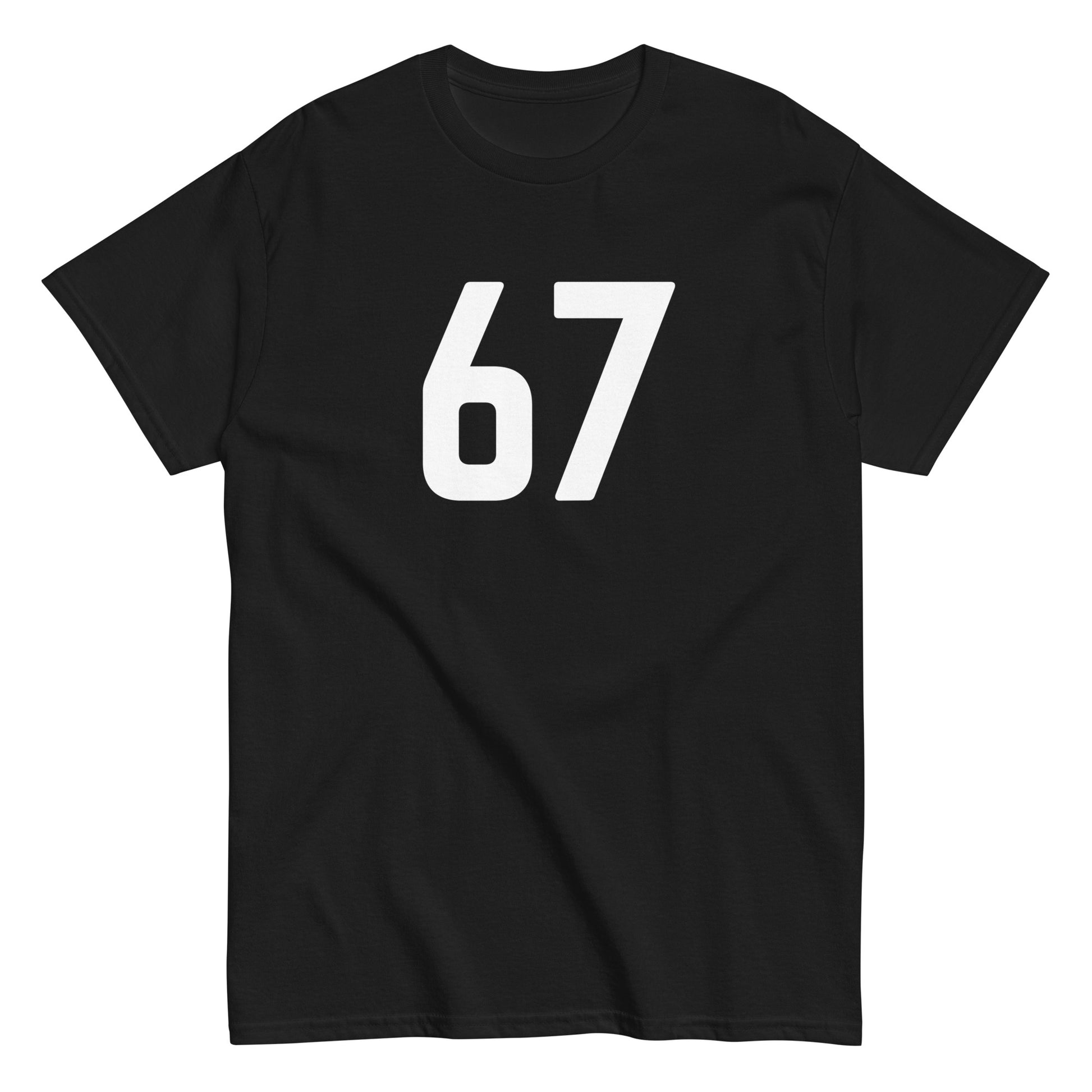 Meemirotta hauska paita musta t-paita valkoisella numerolla 67 edessä
