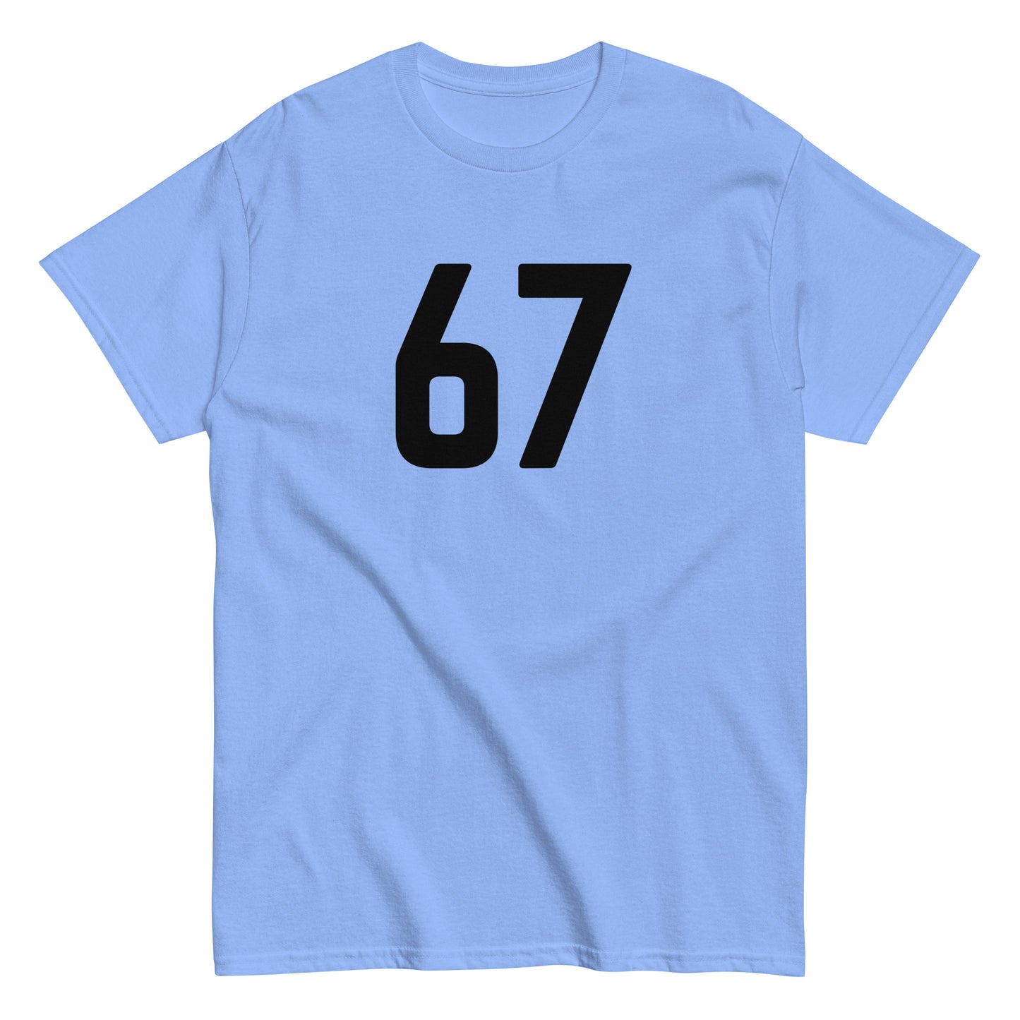 Meemirotta hauska paita sininen, jossa musta numero 67 edessä