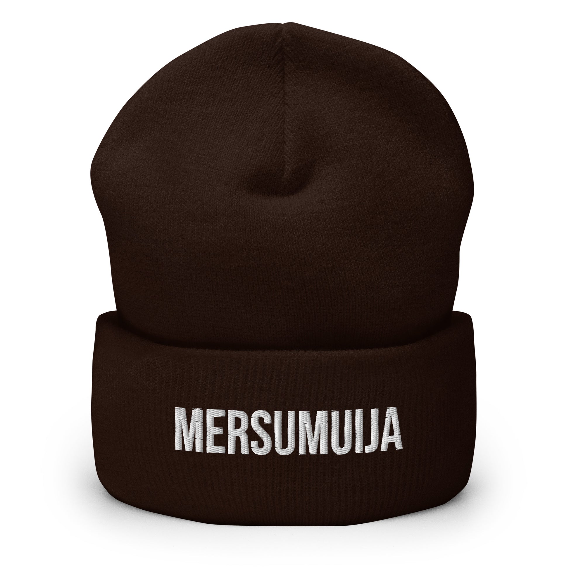 Tumma pipo MERSUMUJA-tekstillä, hauska pipo erilaisiin tilaisuuksiin