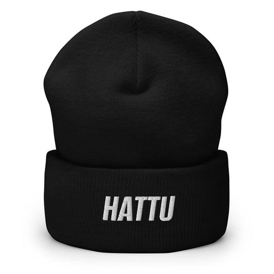 Meemirotta hauska pipo mustana HATTU-tekstillä muodikkaaseen tyyliin