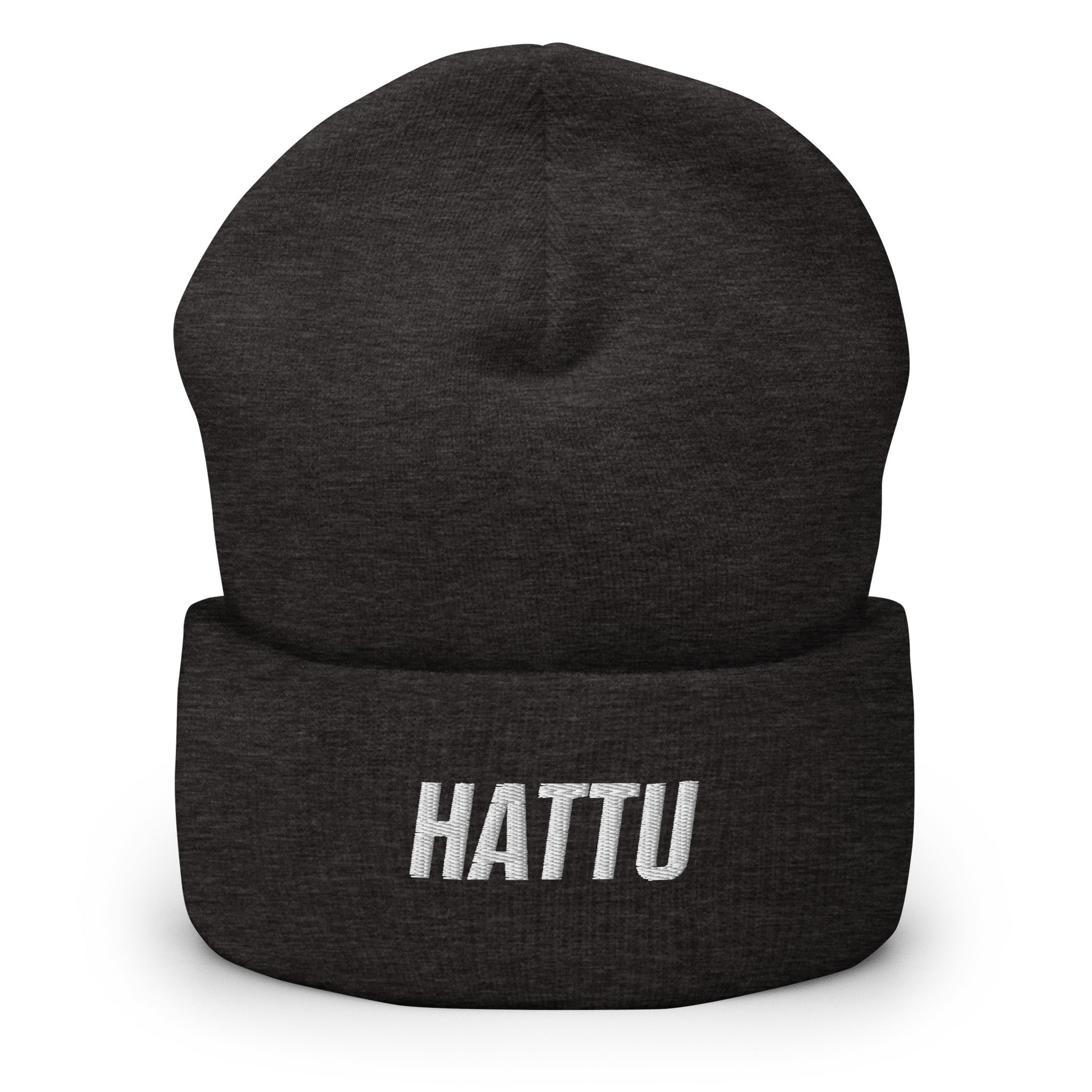 Meemirotta hauska pipo mustana, jossa on valkoinen HATTU-teksti edessä