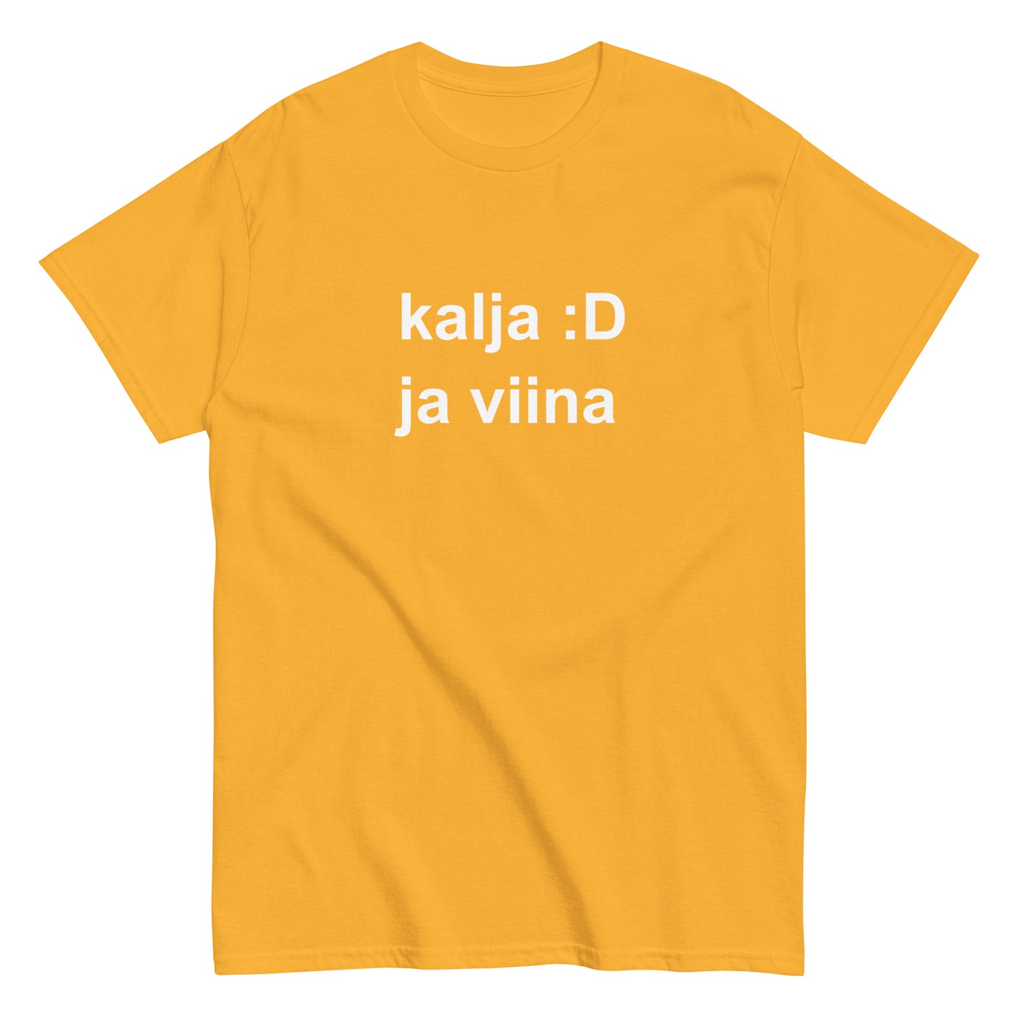 Hauska t-paita kalja ja viina iloisella keltaisella värillä ja trendikkäällä painatuksella