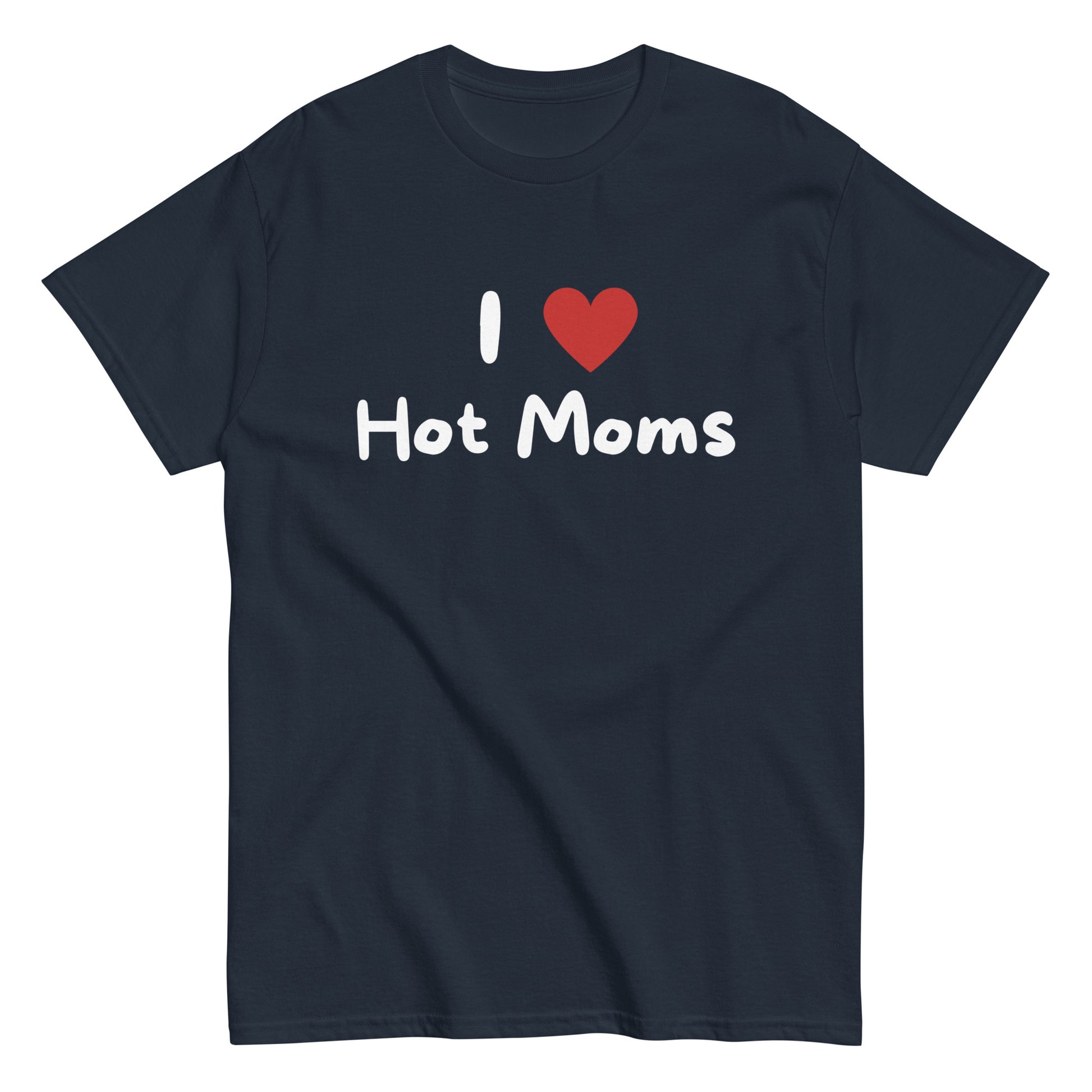 Meemirotta hauska t-paita lahjaksi, musta t-paita tekstillä 'I love Hot Moms'