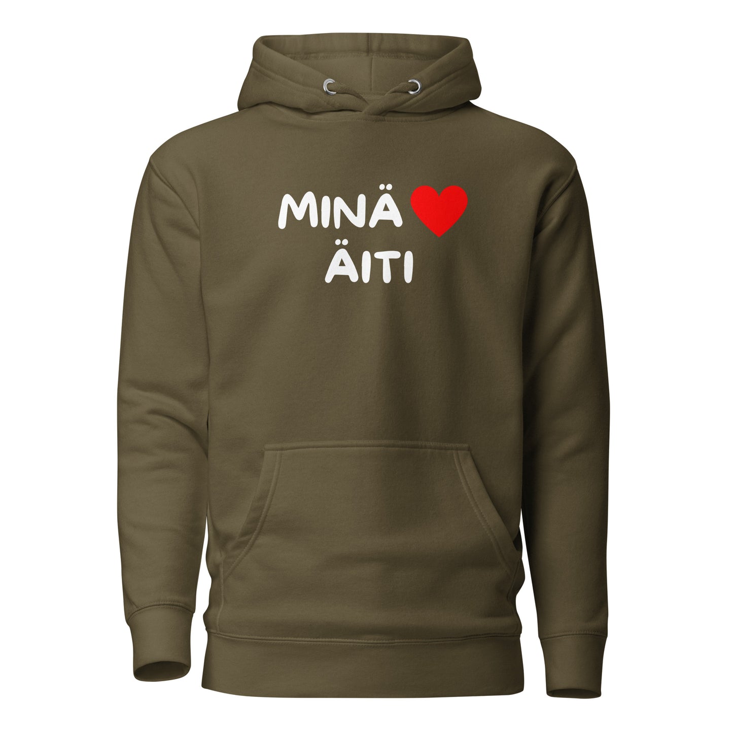 Meemirotta huppari, jossa teksti 'MINÄ ÄITI' lahjaidea huppari äideille