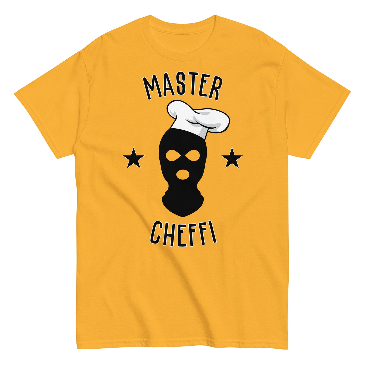 Meemirottan Sininen Master Cheffi T-Paita ilmentää täydellisesti hauskat payat -tyyliä, jossa on grafiikka kommandopipoa ja kokin hattua käyttävästä henkilöstä. Luova "MASTER CHEFFI" -teksti ylä- ja alapuolella sekä tähdet kuvan vieressä tekevät siitä erottuvan meemivaatteet.