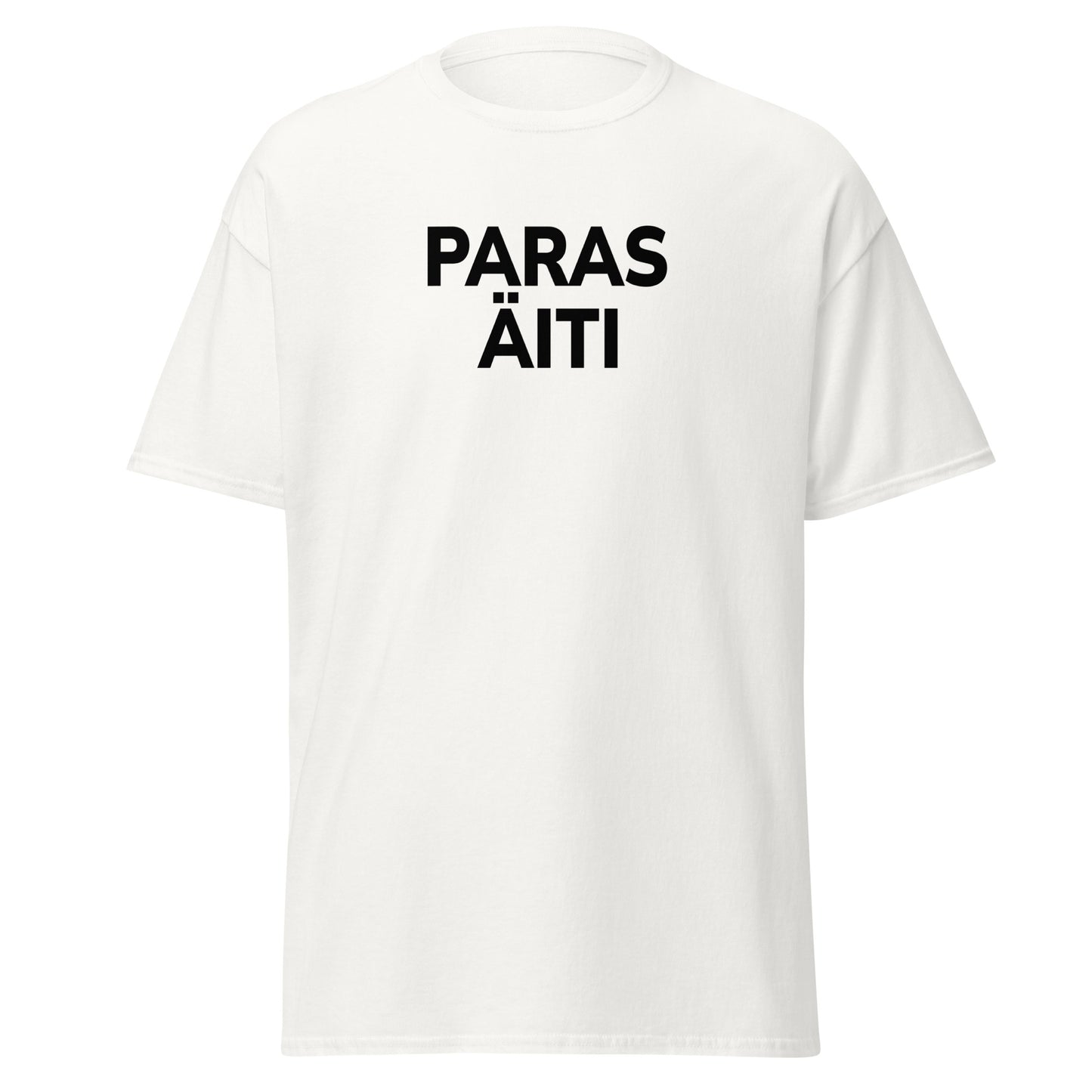 Valkoinen paras äiti t-paita mustalla tekstillä, täydellinen lahja äidille.