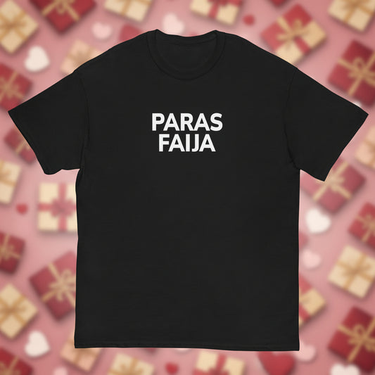 Mustat paras faija t-paita valkoisella tekstillä, moderni ja mukava arkivaatteeksi