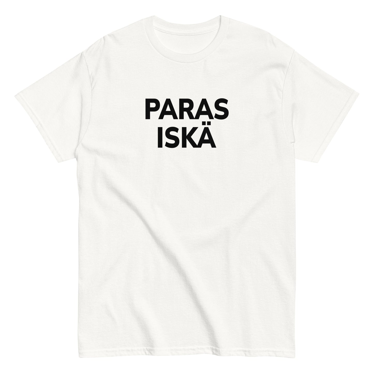 Meemirotta paras iskä t-paita valkoisena mustalla tekstillä isänpäivälahjaksi