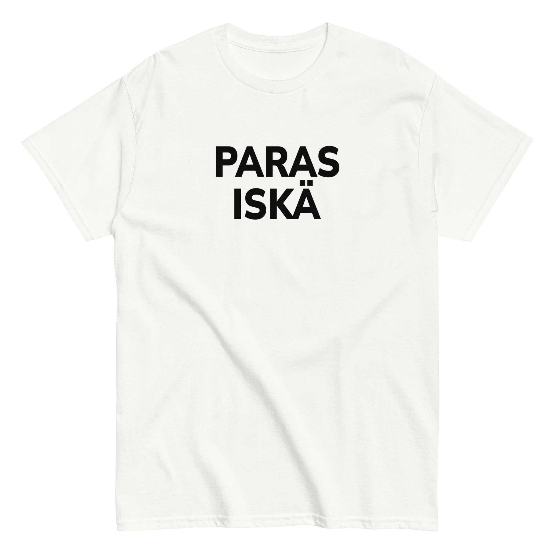 Meemirotta paras iskä t-paita valkoisena mustalla tekstillä isänpäivälahjaksi