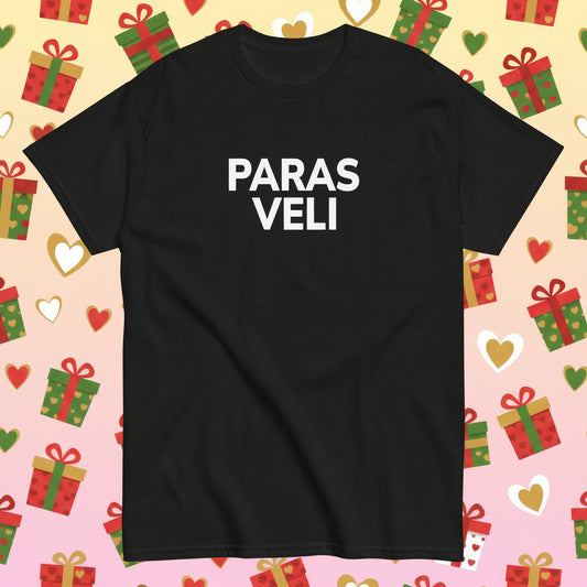 Meemirotta paras veli t-paita mustana, jossa valkoiset tekstit edessä