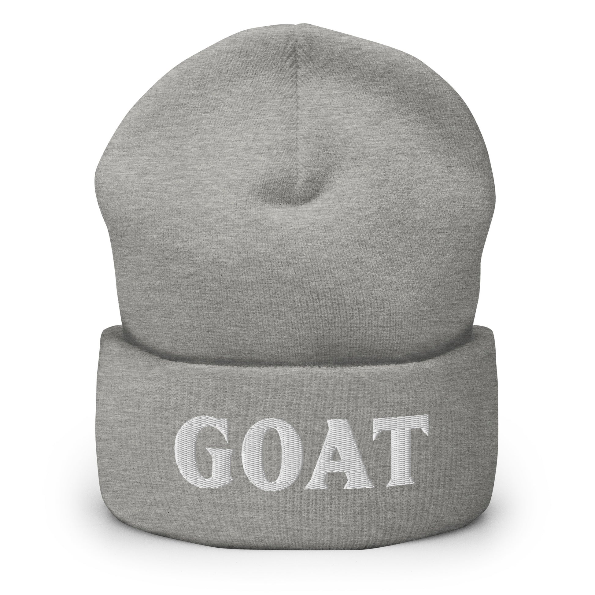 Harmaa pipo lahjaksi, jossa GOAT-teksti, tyylikäs ja mukava lahjaidea