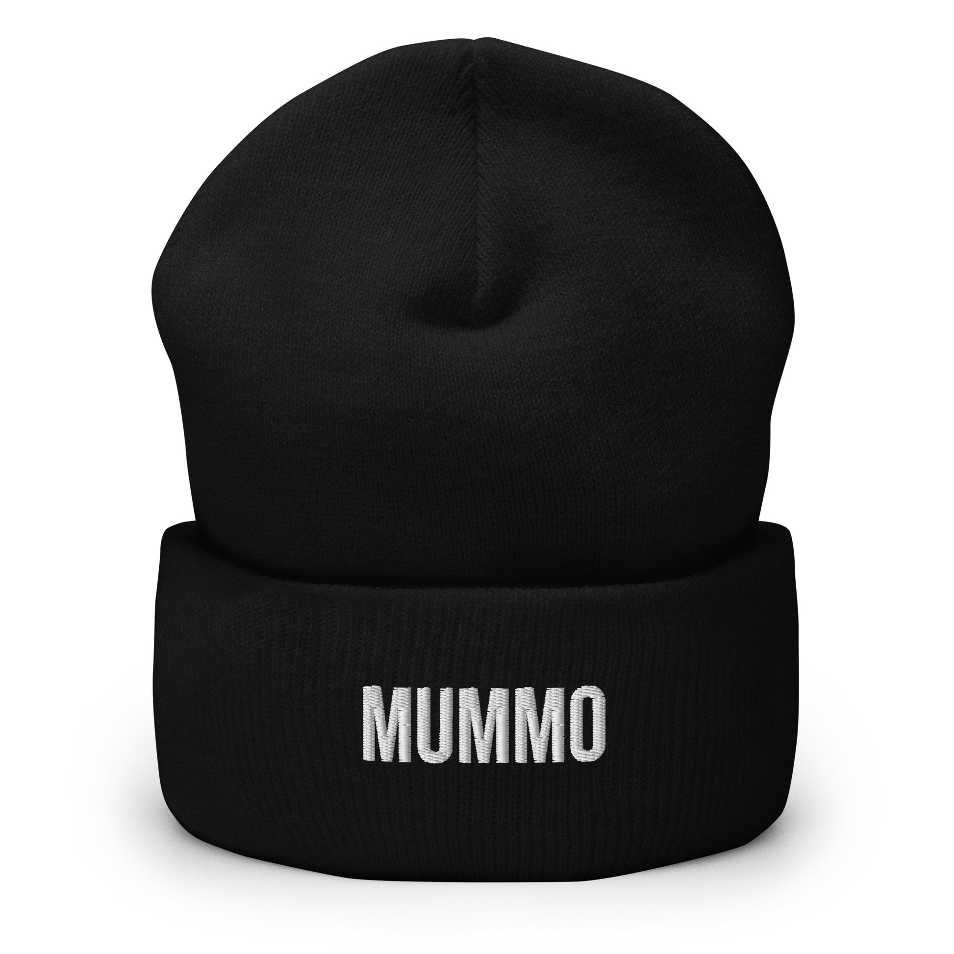 Musta pipo lahjaksi, jossa on valkoinen Mummo-teksti edessä