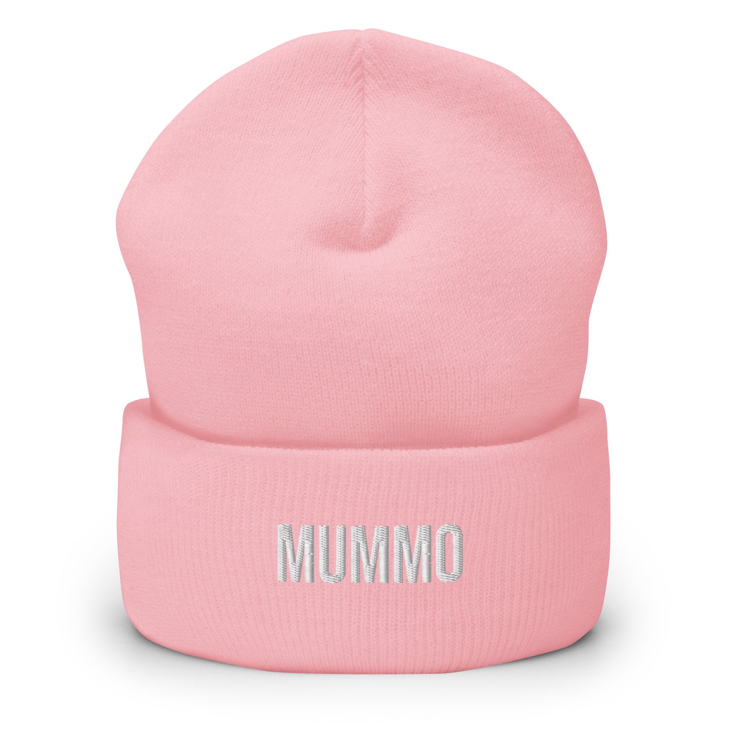 Vaaleanpunainen pipo lahjaksi, jossa on Mummo-teksti, täydellinen lahjaidea.
