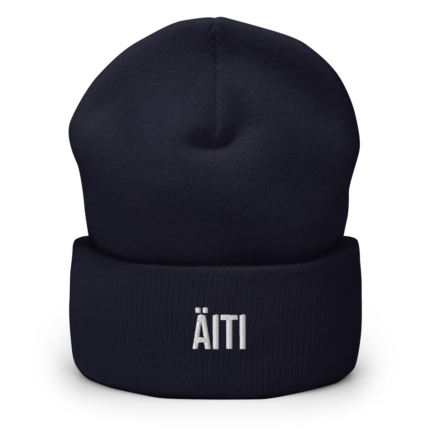 Tumma pipo lahjaksi, jossa äiti-teksti. Tyylikäs ja mukava asuste talveksi.