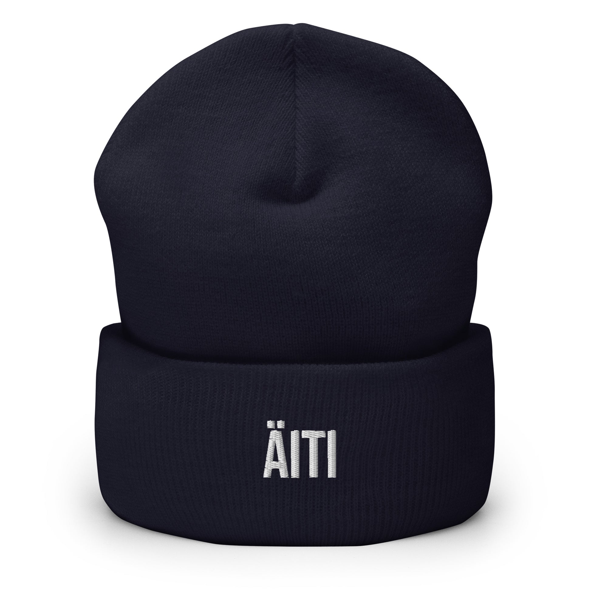 Tumma pipo lahjaksi, jossa äiti-teksti. Tyylikäs ja mukava asuste talveksi.