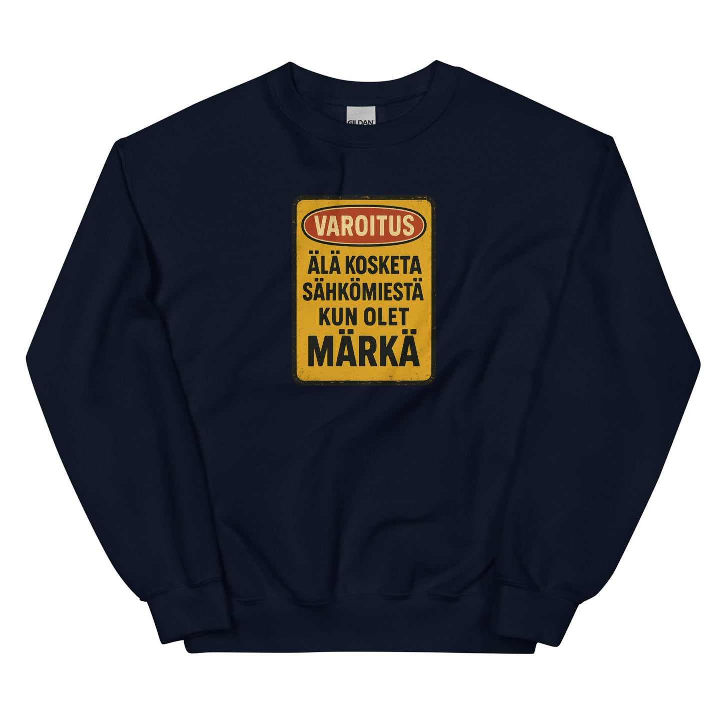 Meemirotta pitkähihainen paita varoituskyltillä sähkömies koskemisesta