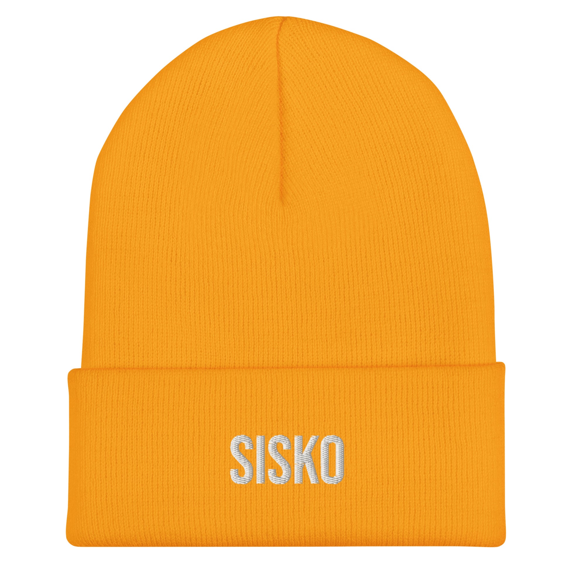 Oranssi sisko pipo lahjaksi, jossa valkoinen teksti SISKO, tyylikäs ja mukava päähine