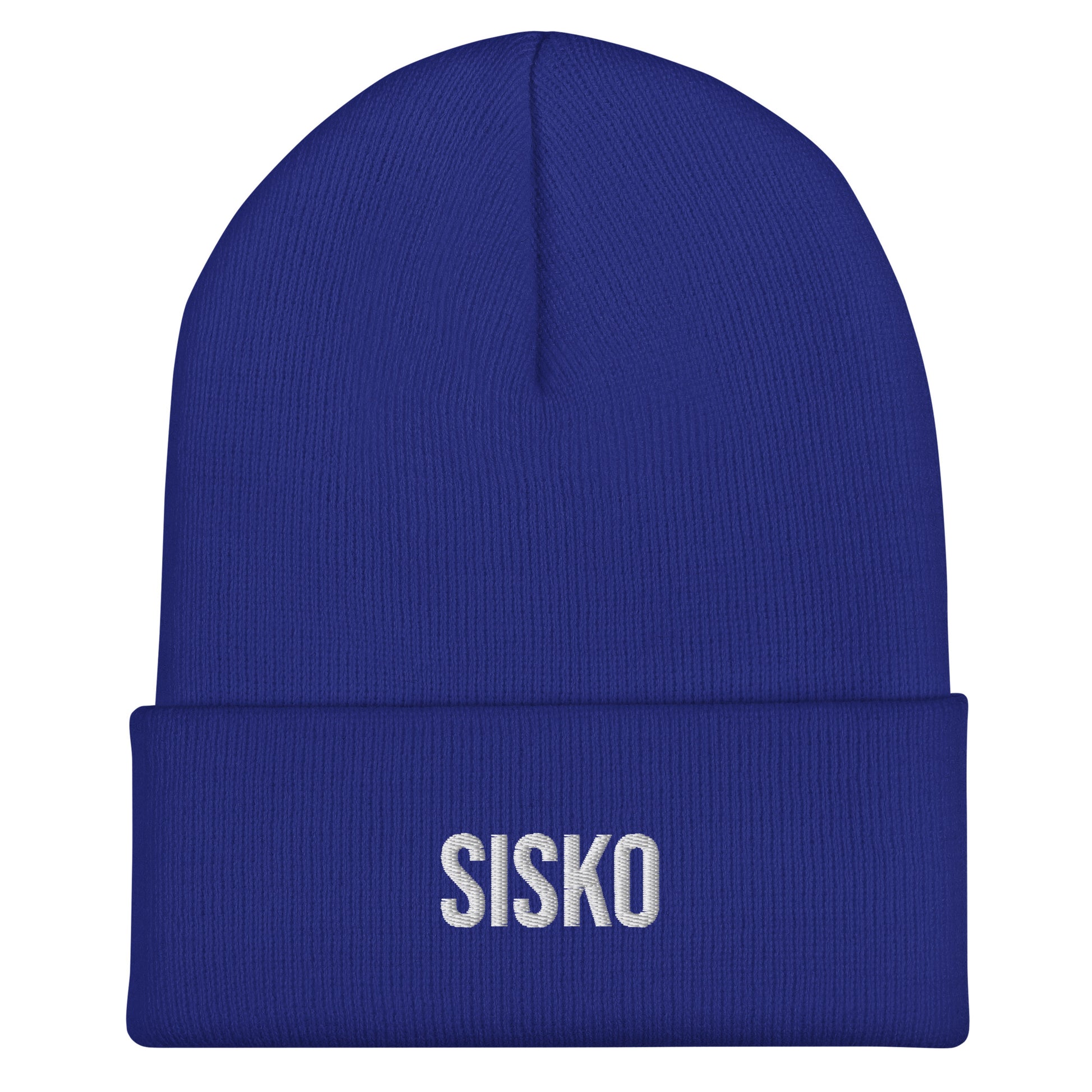 Sininen sisko pipo lahjaksi, jossa valkoinen brodeeraus Sisko, tyylikäs ja mukava