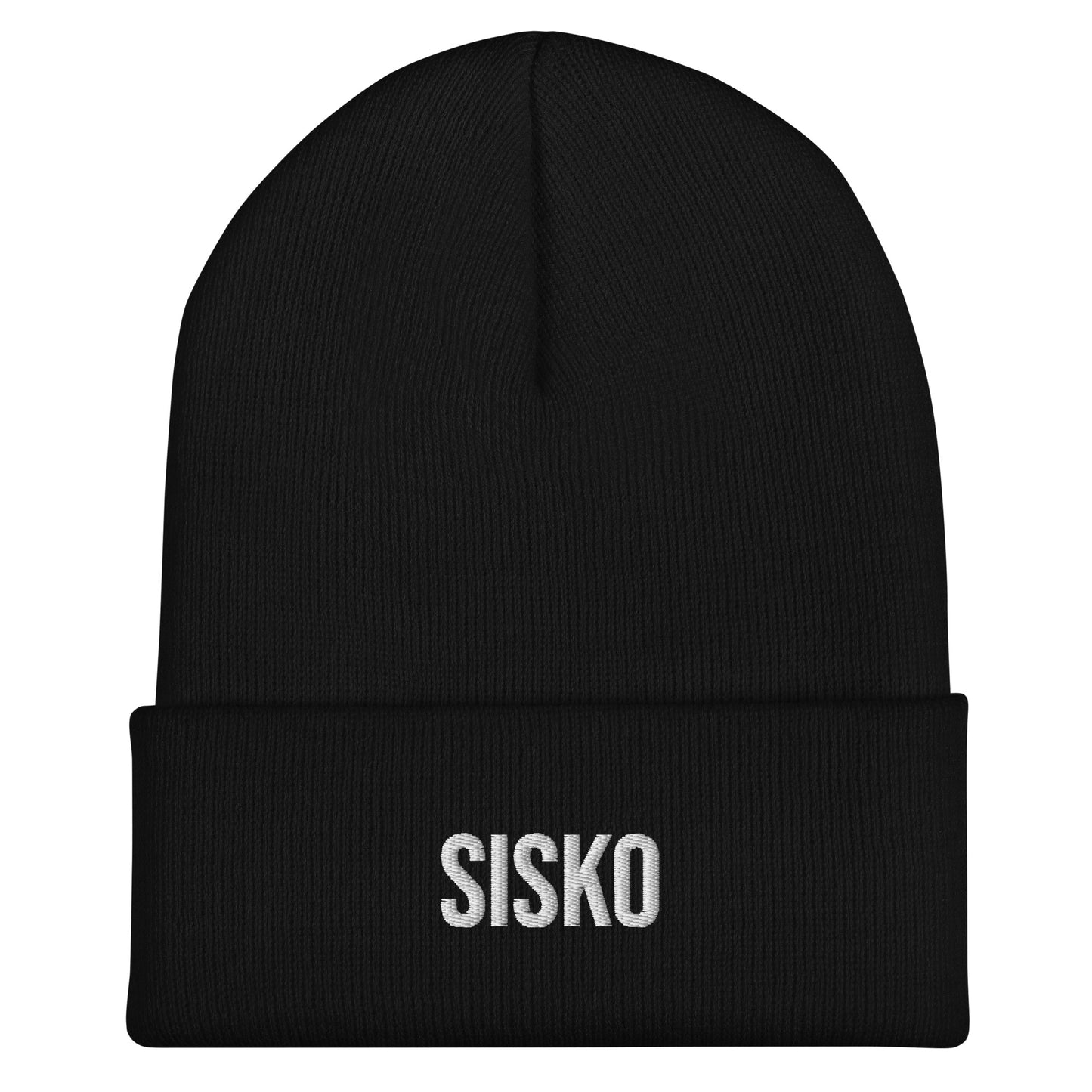 Mustahunttuiset sisko pipo lahjaksi, jossa valkoinen Sisko-teksti edessä