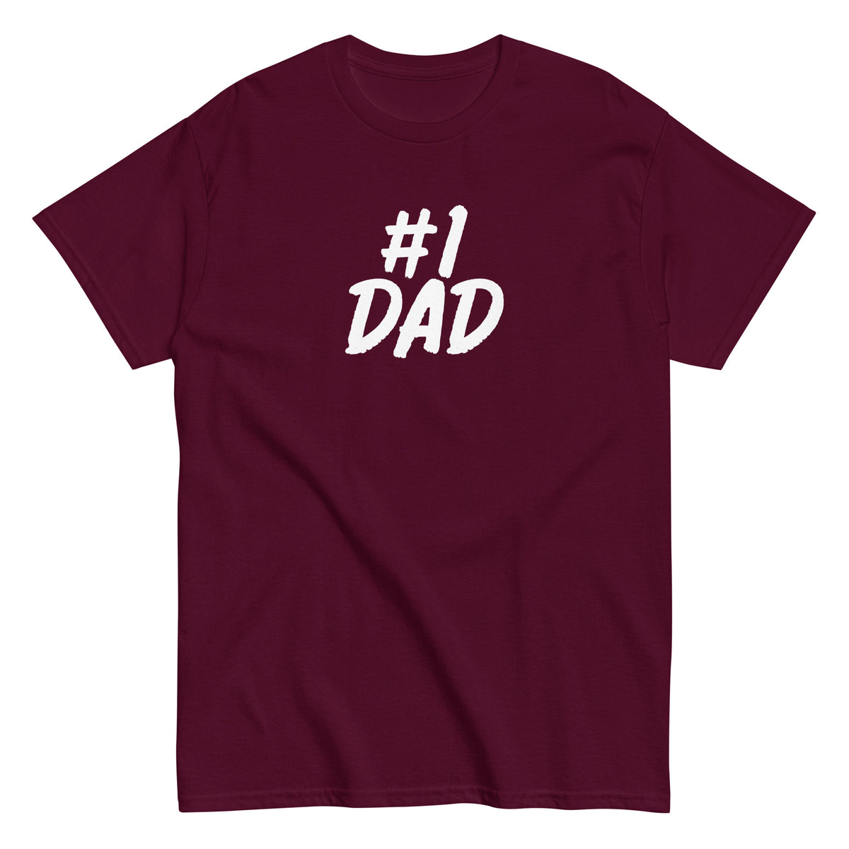 Burgundinpunainen T-paita vanhemmille #1 DAD printillä isille tai vanhemmille lahjaksi