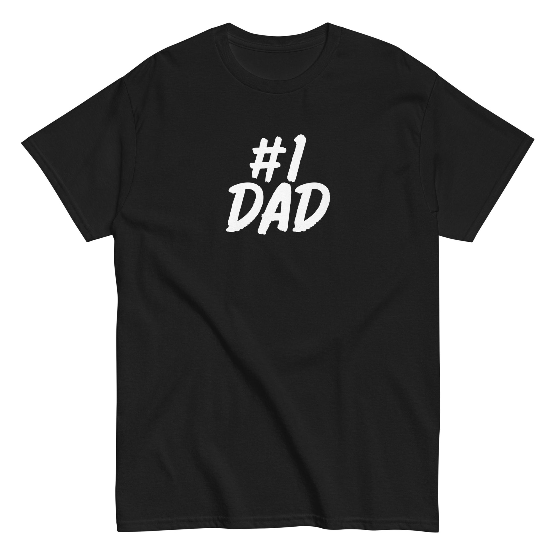 Mustat T-paita vanhemmille, jossa valkoinen #1 DAD -painatus edessä