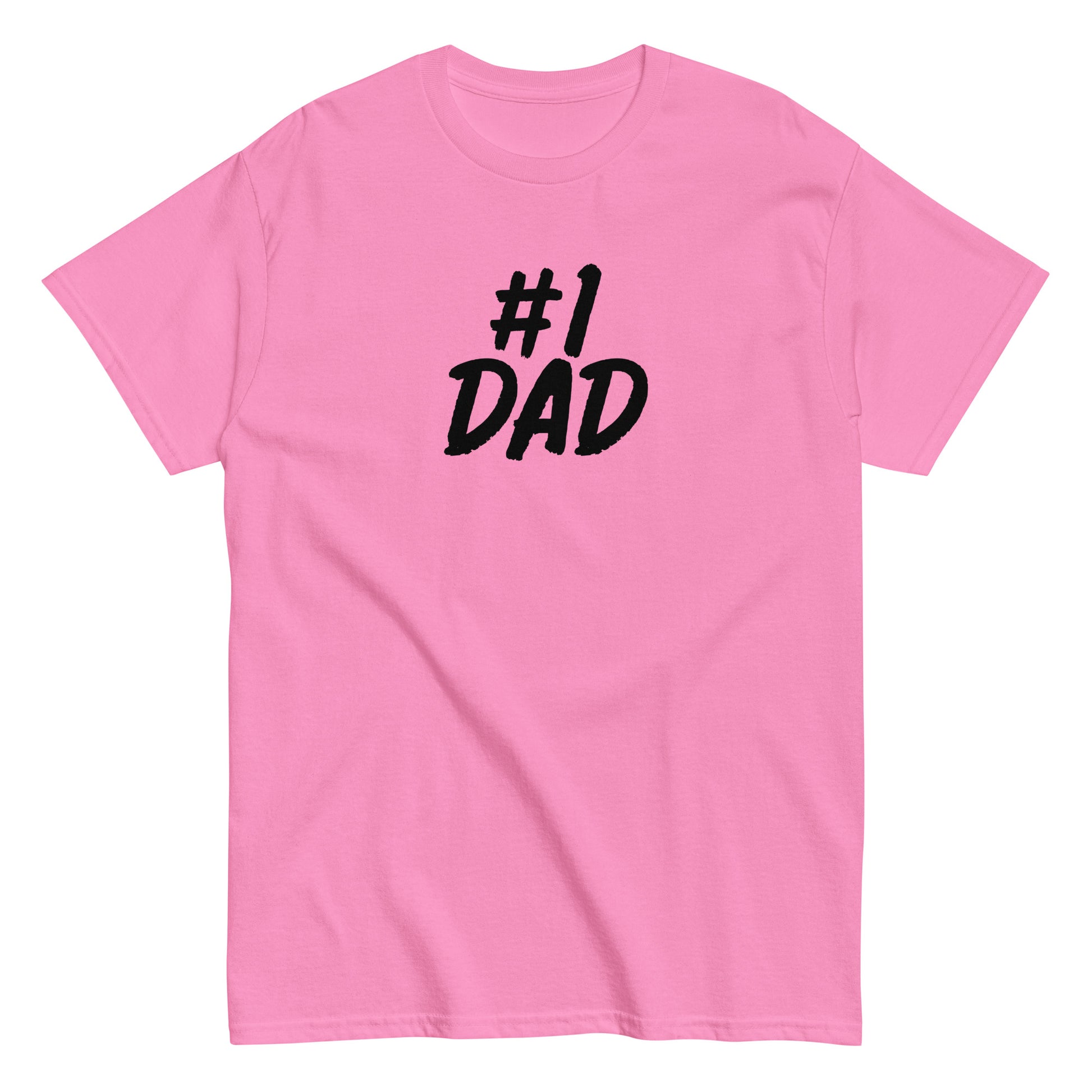 Vaaleanpunainen T-paita vanhemmille, jossa lukee #1 DAD mustalla tekstillä